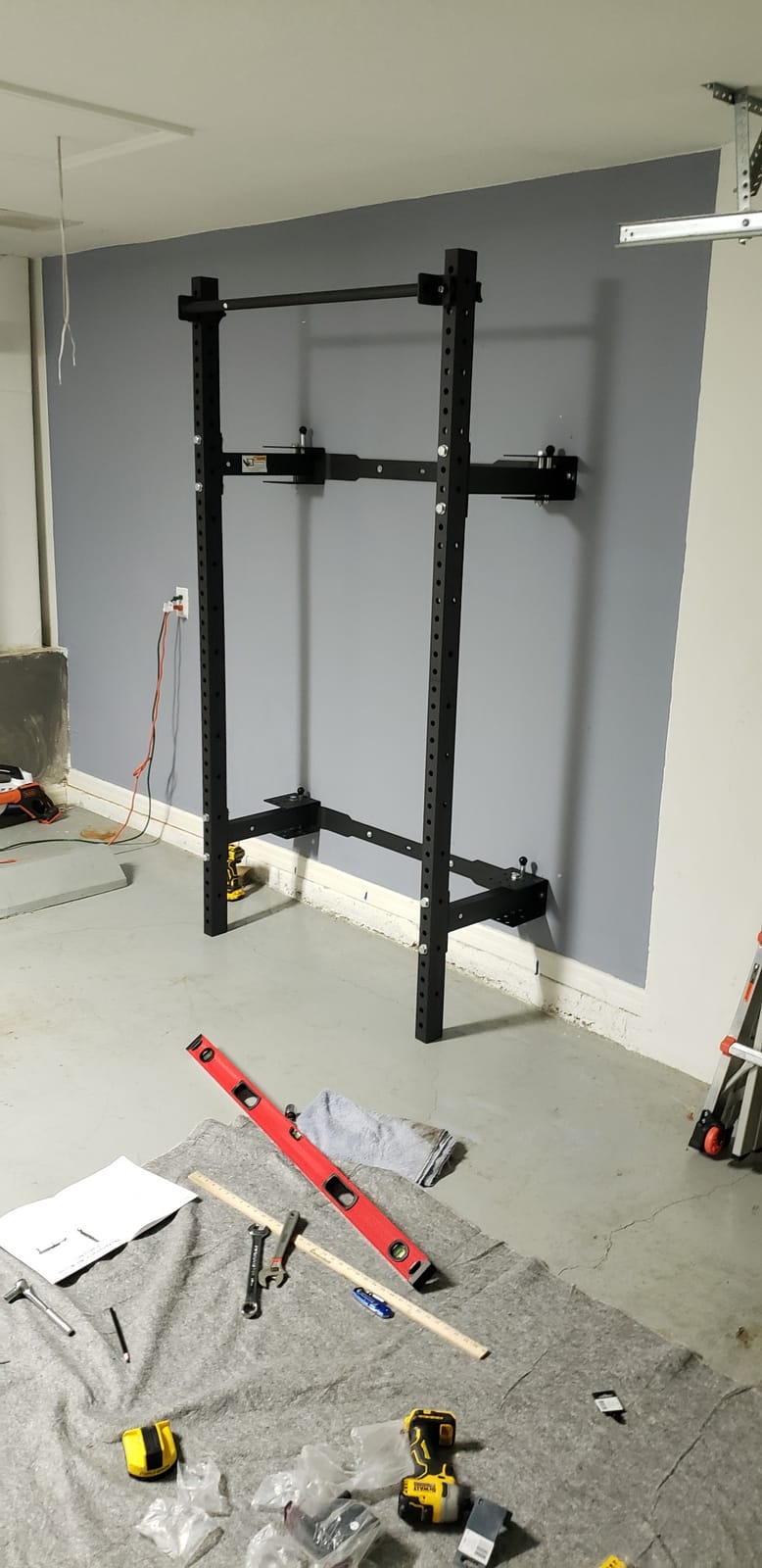 PRx Performance Wall Mounted Folding Power Squat Rack - Heavy Duty Adjustable Pull Up Bar, Space Saving Home Gym Equipment with Durable J-Cups, Ideal for Weight Lifting and Strength Training - Black customer photo 2
