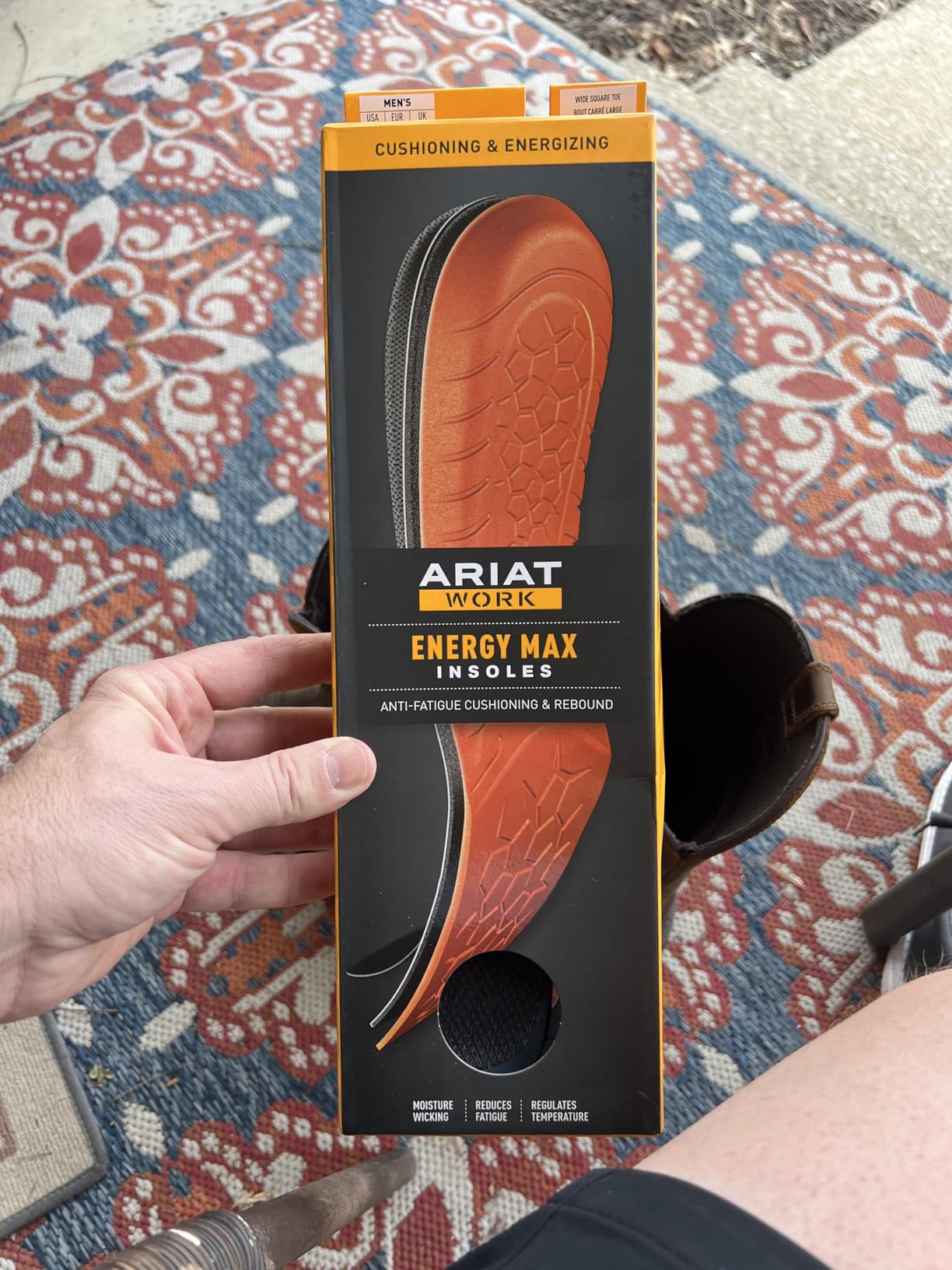 ARIAT Men's Energy Max Work Insole Wide Square Toe, Orange, 10.5 W customer photo 2