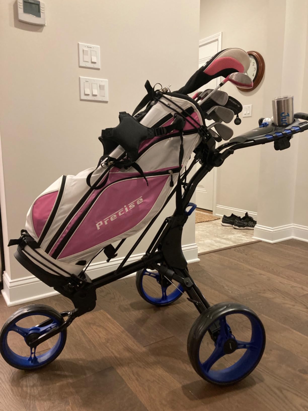 SereneLife 3-Wheel Golf Push Cart – Foldable, Adjustable Handle, Brake customer photo 2