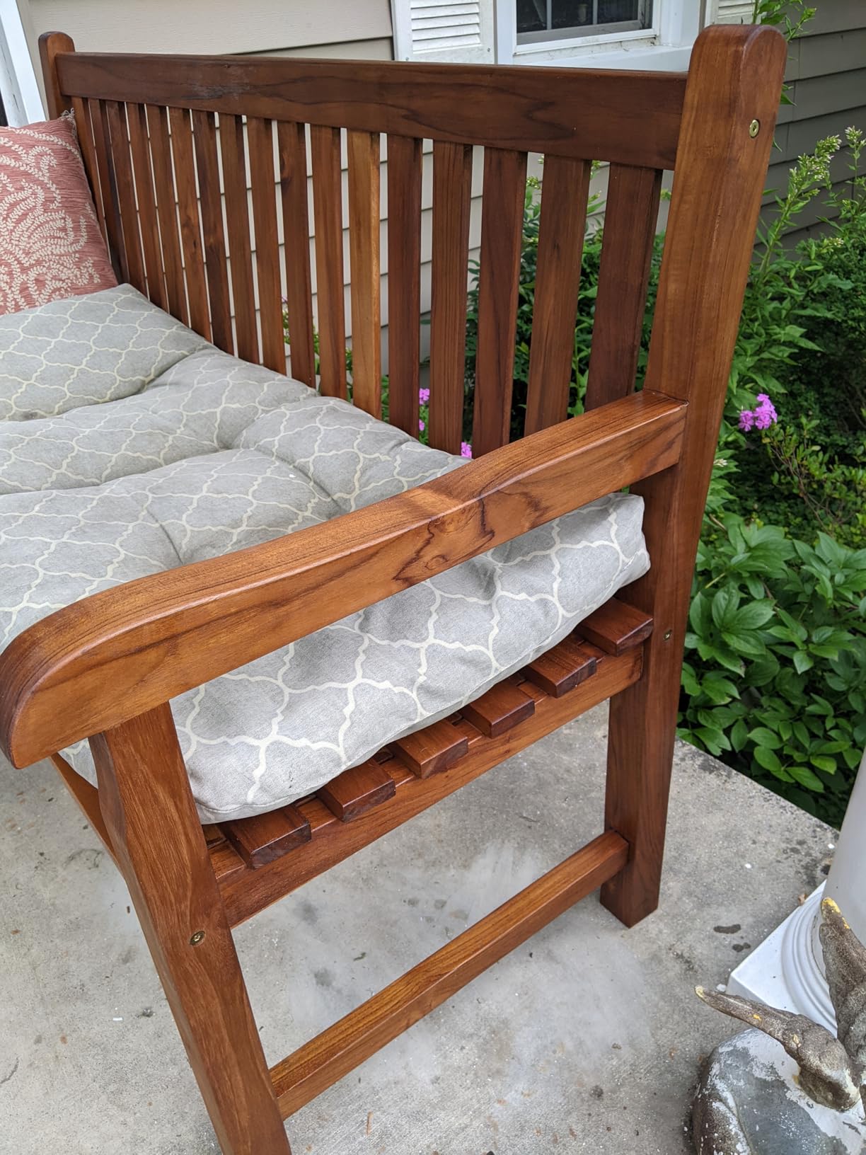 Sunnydaze Wooden Outdoor Teak Bench with Backrest, 59” W, Light Brown customer photo 1