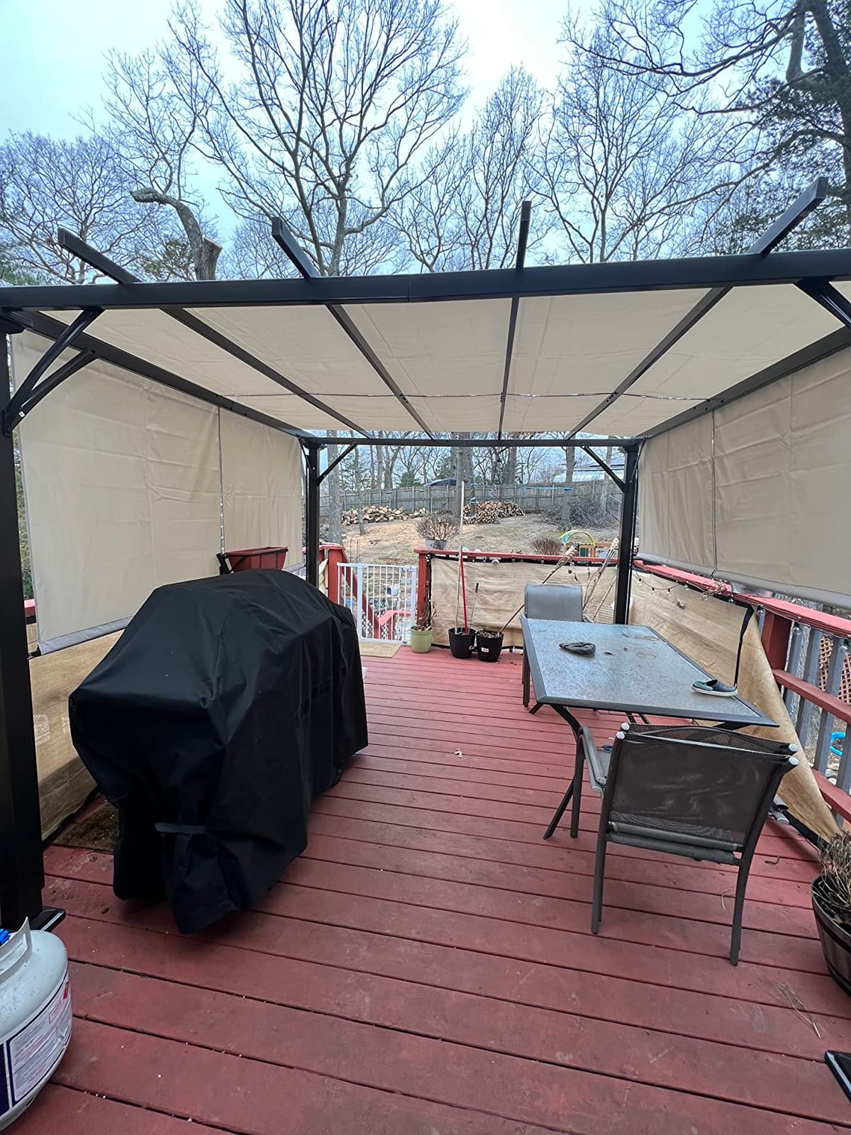 Tangkula 10x10FT Outdoor Patio Shade Structure, Steel Pergola with Retractable Canopy Shades, Rustproof Metal for Patio, Backyard, Garden (Beige) customer photo 2