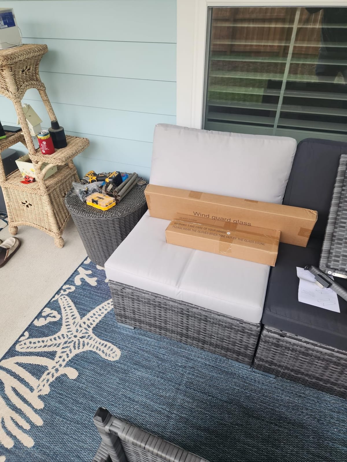 NICESOUL Extra Large Rattan Patio Furniture Set with Gas/Propane Fire Pit Table, 29.3'' High Back Comfy Outdoor Sofa Conversations, 7 Piece Moden Deep Wide Seated Sectional Couch for Backyard, Gray customer photo 1