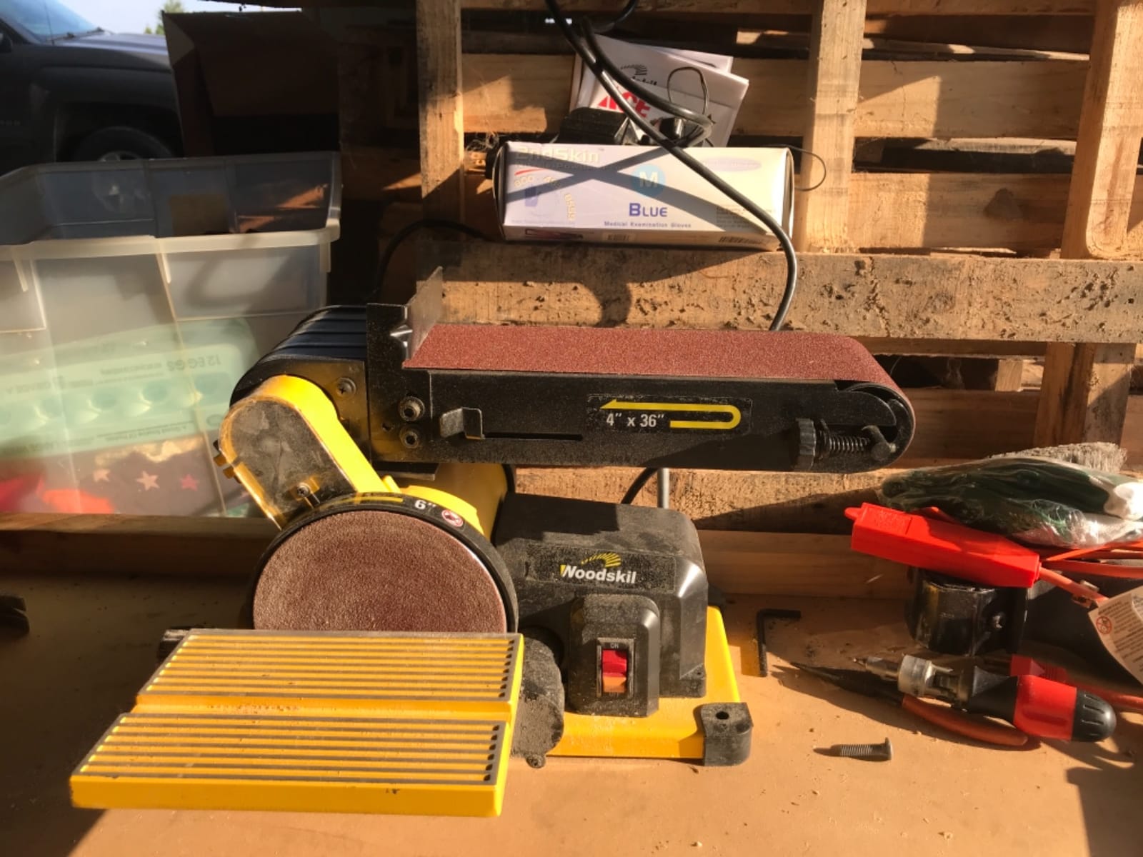 Woodskil 4.3A Belt Disc Sander Combo for Woodworking,4x36