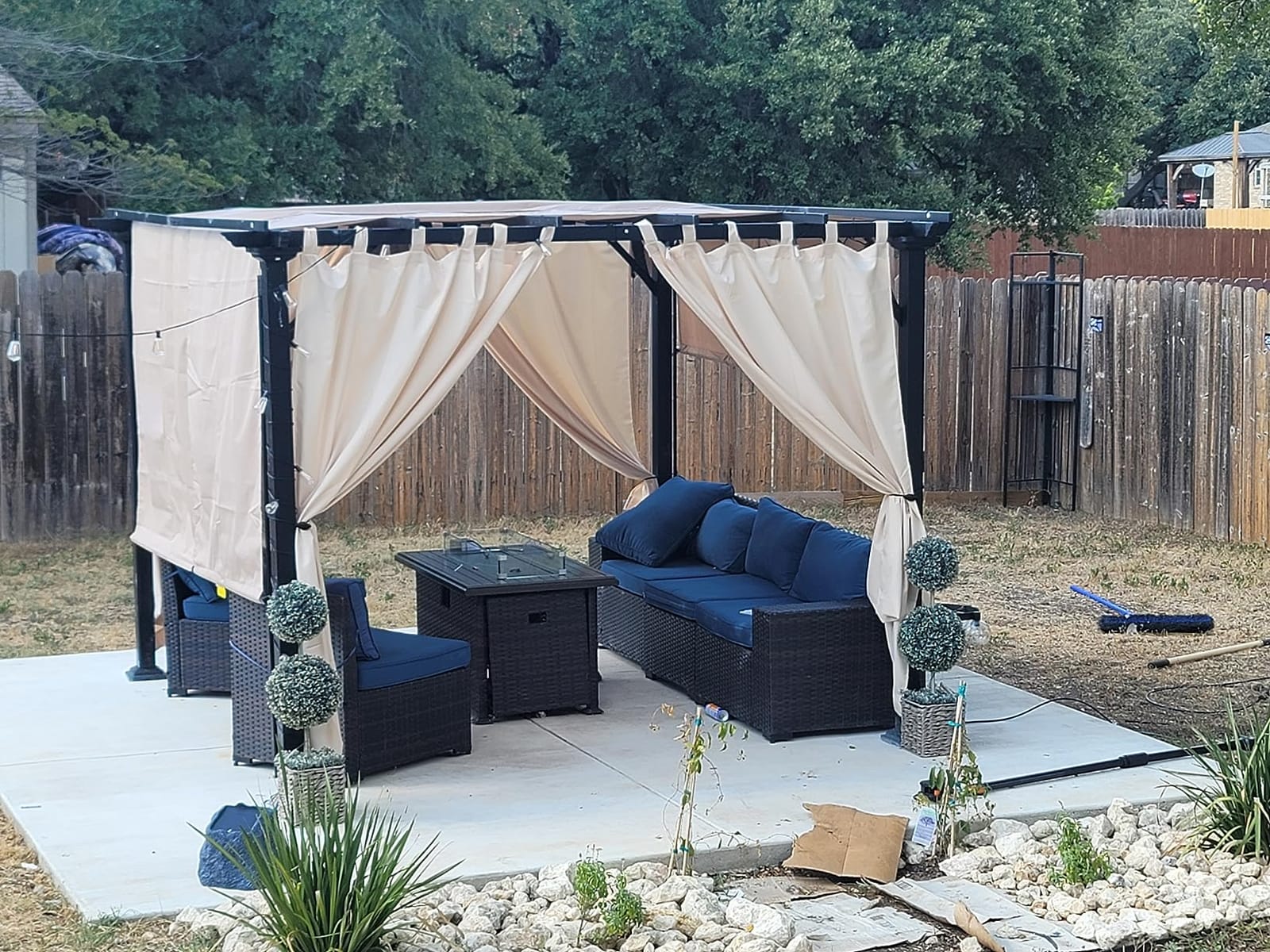 Outsunny 12' x 10' Outdoor Retractable Pergola Canopy with Sun Shade Beige customer photo 2