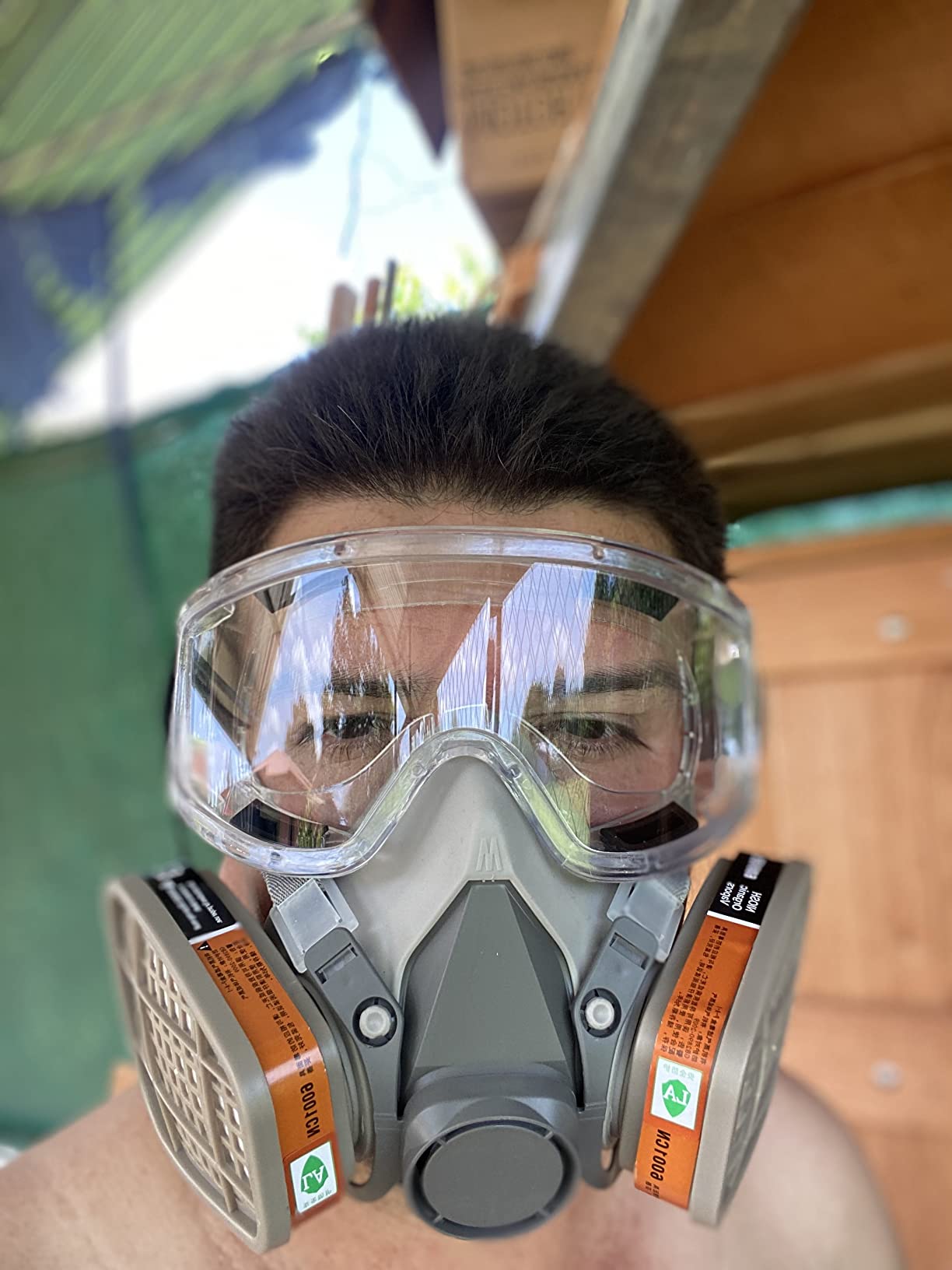 NC Reusable Face Cover Set with Glasses for Gas, Painting, Dust, Machine Polishing, Organic Vapors with Filter Cotton, Staining,Car Spraying,Sanding &Cutting, DIY and Other Work Protection customer photo 1
