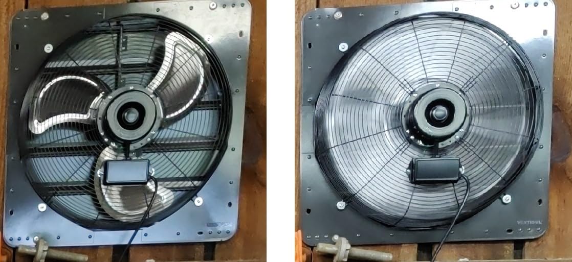 VENTISOL 20 Inch Shutter Exhaust Fan Wall Mounted, 3500CFM Exhaust Fan with Pre-Installed 1.65m Power Cord, Ventilation fan for Greenhouse, Garages, Attic, Shops, Chicken Coop, Black customer photo 2