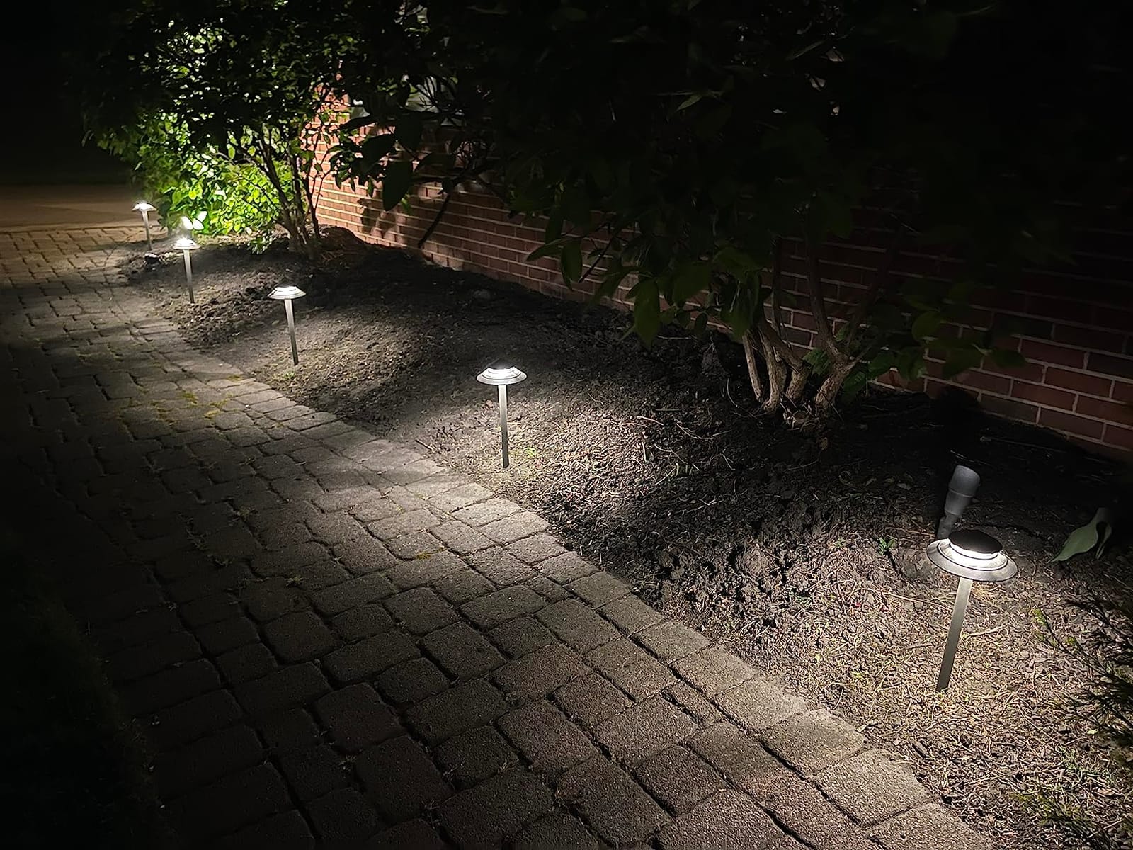 GOODSMANN Pathway Lights Kits 3W LED 8PK Outdoor Low Voltage Landscape Lighting 180 Lumen Hardwired 2 Tier Pagoda Path Light 3000K Warm White Metal 12V Electric Sidewalk Walkway Lights with Connectors customer photo 2