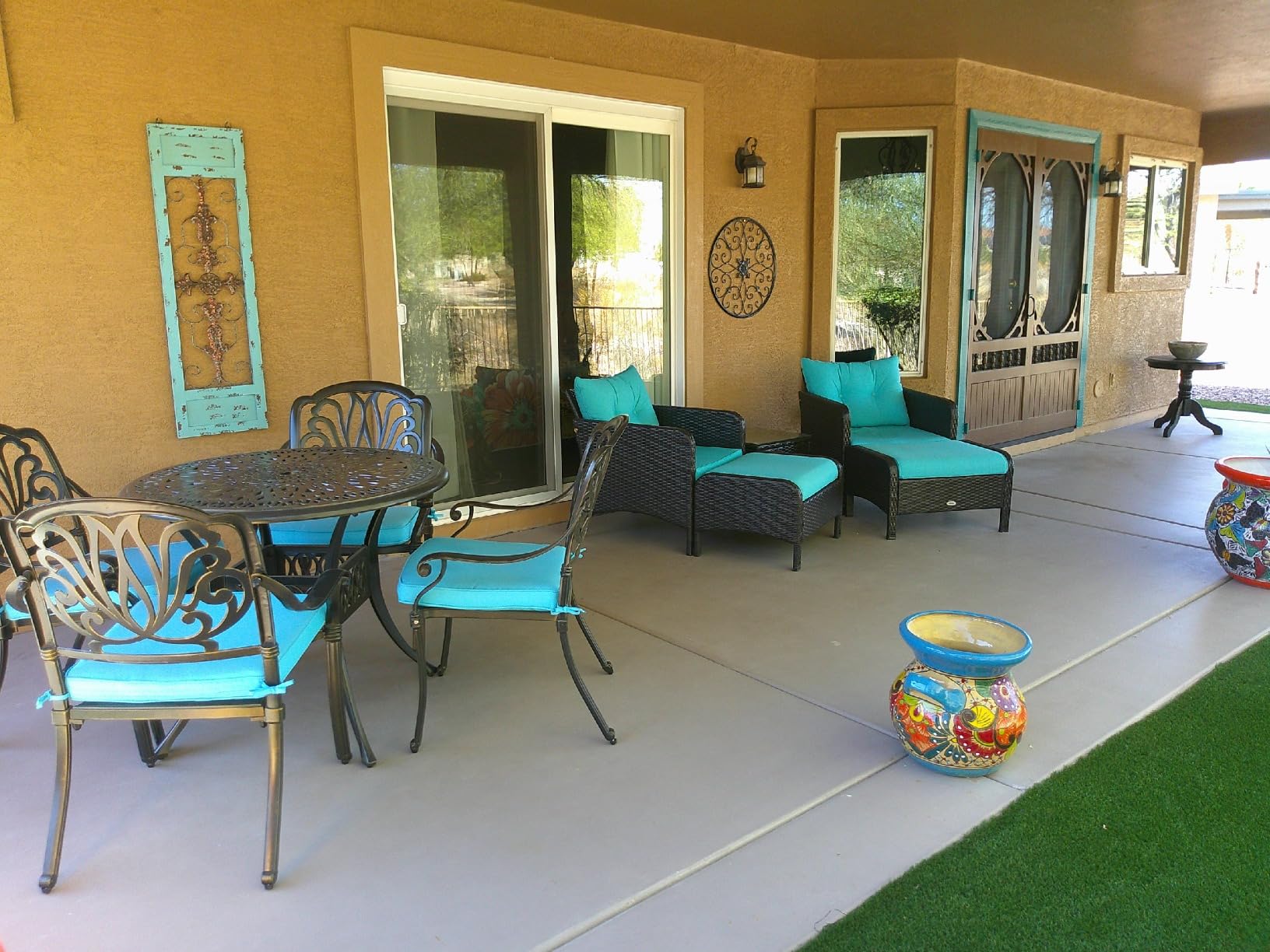 VIVIJASON 5-Piece Outdoor Patio Dining Set, All-Weather Cast Aluminum Conversation Set, Patio Furniture Set for Balcony Lawn Garden Backyard, Include 4 Chairs, a 35.4 inch Round Table w/Umbrella Hole customer photo 2