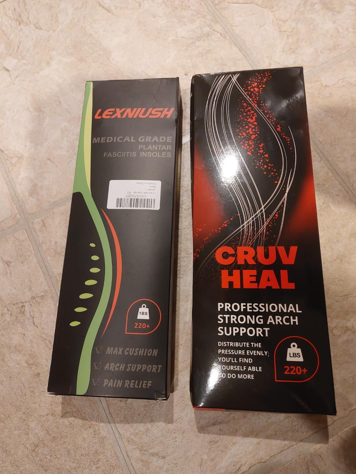 CRUVHEAL 220+ lbs Plantar Fasciitis High Arch Support Insoles Men Women - Orthotic Shoe Inserts - Boot Work Shoe Insole (L, Black) customer photo 2