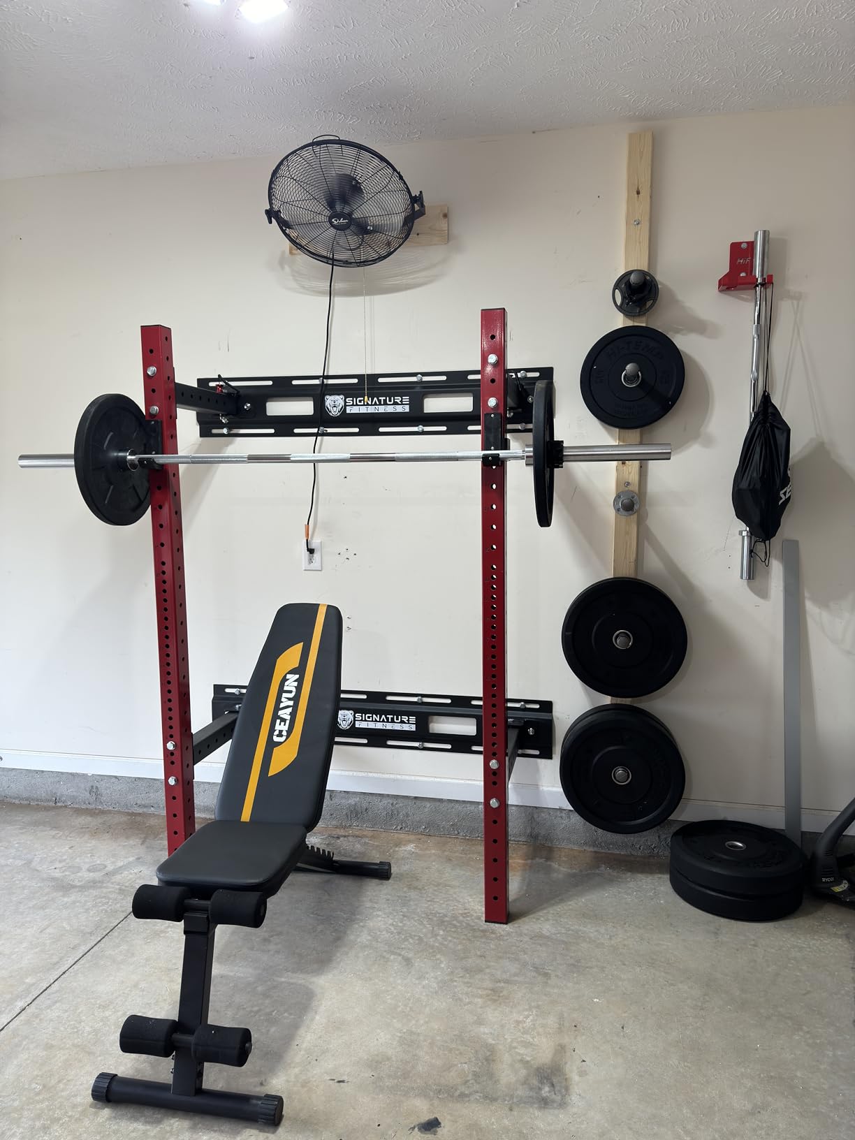 Signature Fitness Fitvids Wall Mounted Fold-in Power Cage Squat Rack with Adjustable Pull Up Bar and J Hooks - Space-Saving Home Gym,Multiple Sizes customer photo 1