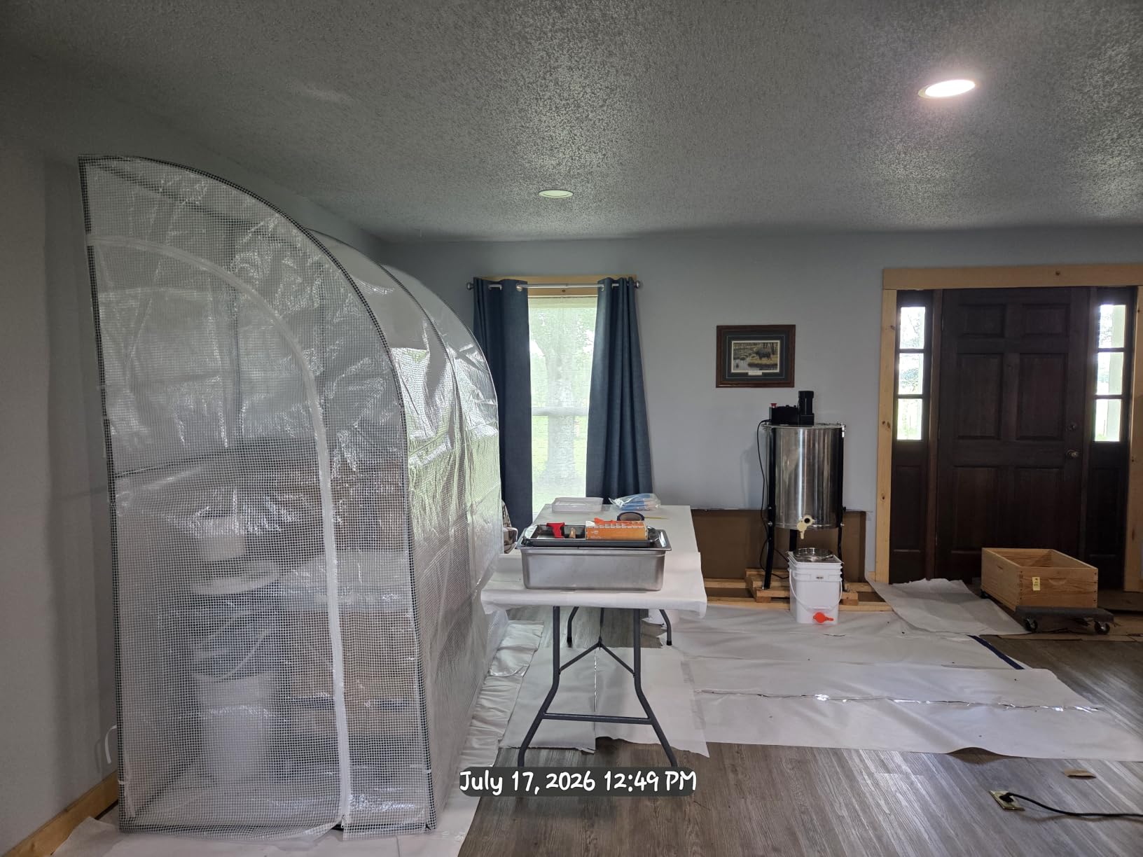 VIVOSUN Mini Lean-to Greenhouse, 6.6’ x 3.3’ x 6.9’ Portable Wall House with White PE Cover and Shelf for Compact Garden 79x39x83-Inch customer photo 2