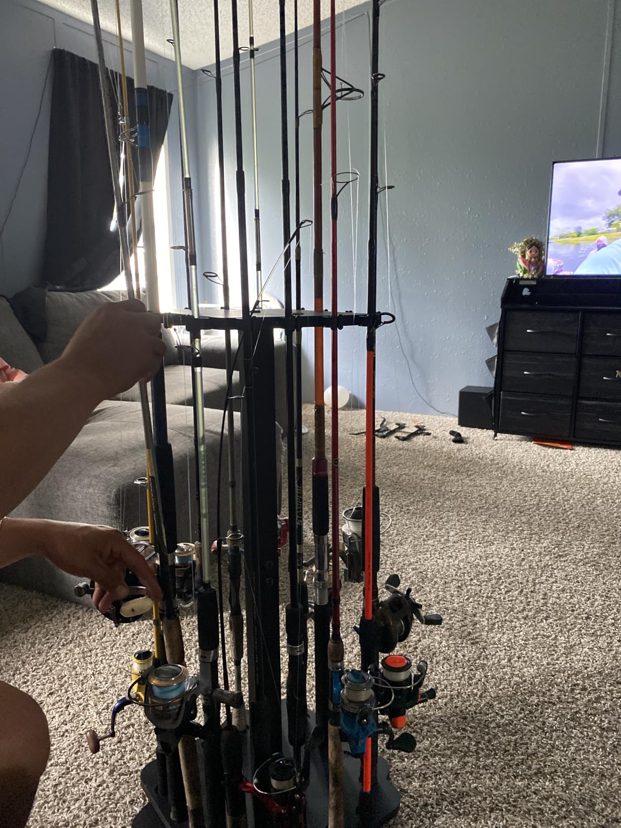 Ghosthorn Rotating Fishing Rod Holder for Garage,Wood Floor Stand Pole Rack customer photo 2