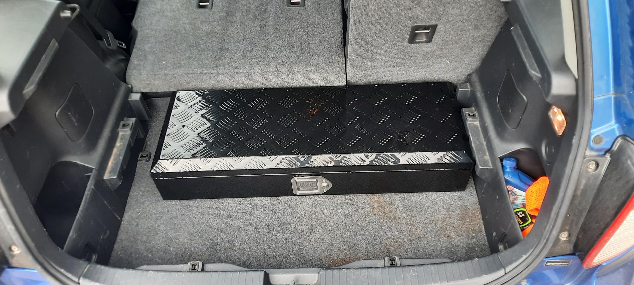 Aluminum Stripes Plated Truck Tool Box Pick Up Truck Bed RV Trailer Toolbox Storage Organizer with Side Handles, Lock and Keys - 39