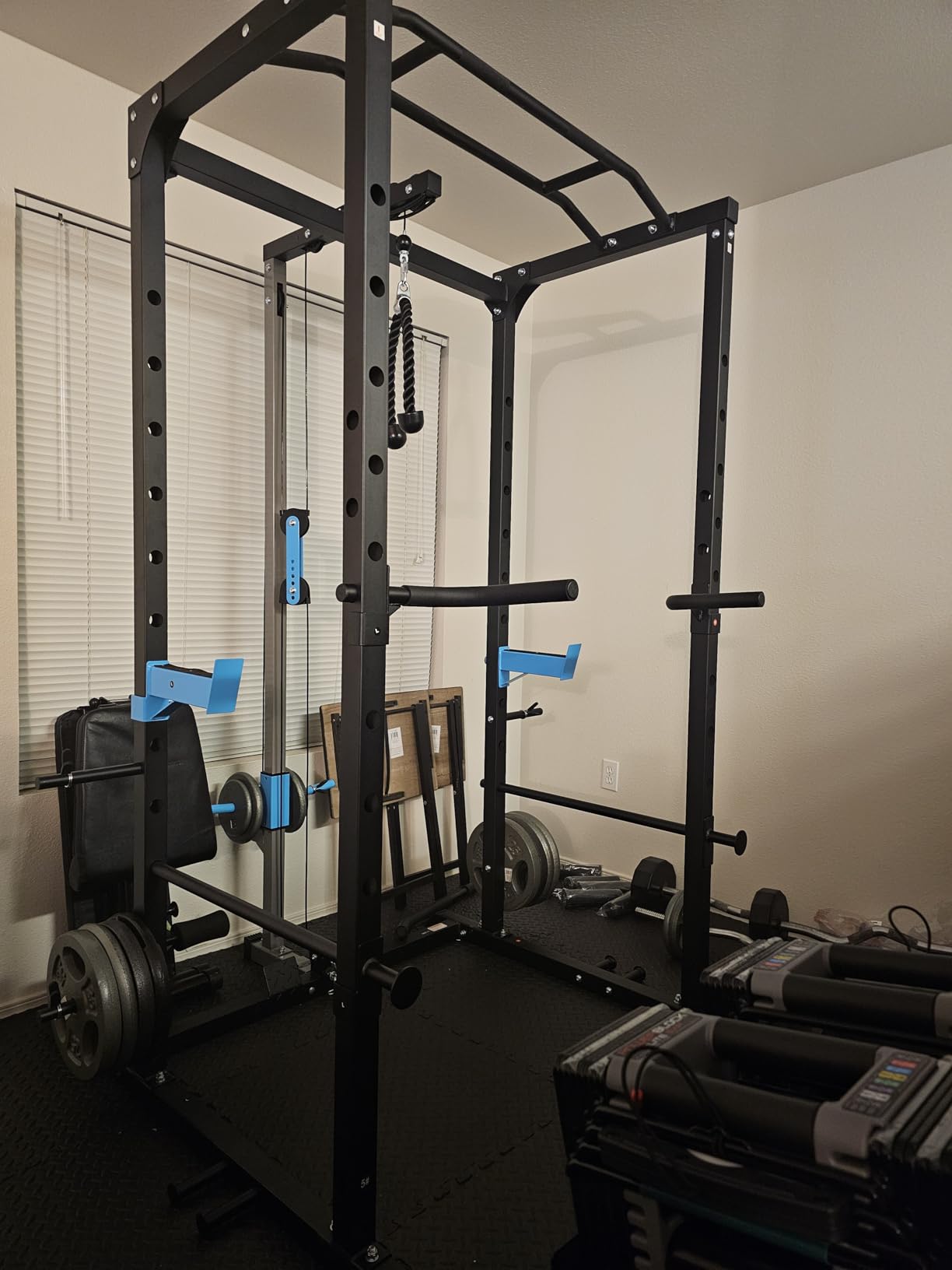 ULTRA FUEGO Power Cage, Multi-Functional Power Rack with J-Hooks, Dip Handles, Landmine Attachment and Optional Cable Pulley System for Home Gym customer photo 1