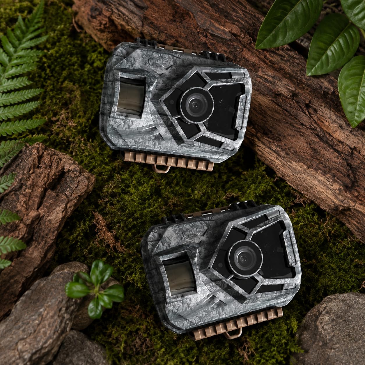 Punvoe Trail Camera 2 Pack 36 MP 2.7K Game Camera 32GB Memory Card 4 Batteries Time 2.0