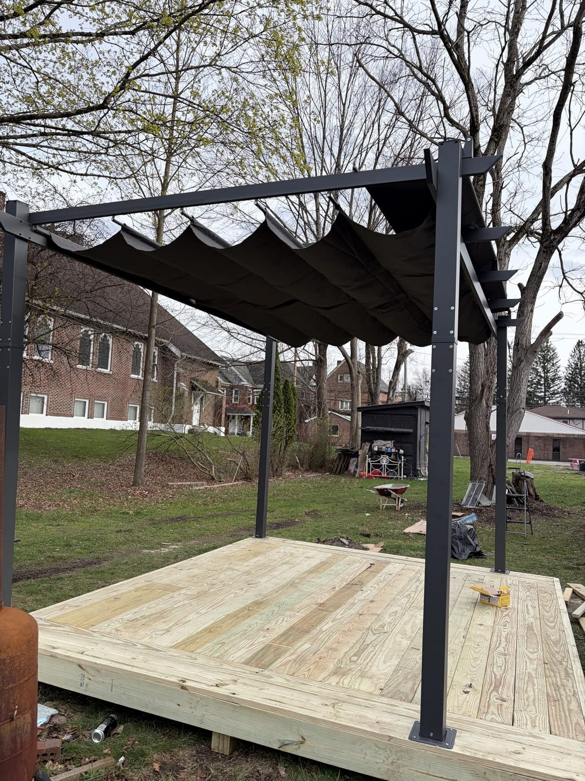 PURPLE LEAF Retractable Pergola 10' x 13' White Pergola, Extra Canopy, Grey customer photo 1