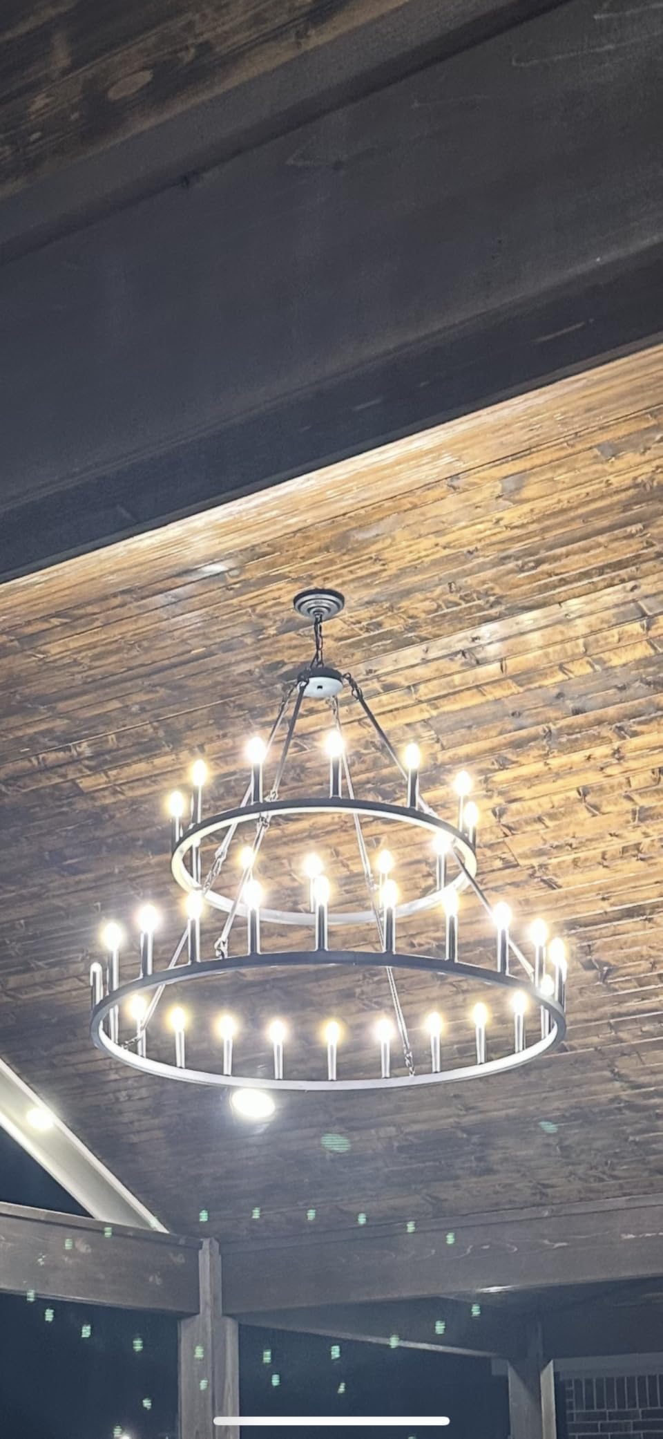 Wagon Wheel Chandelier 2 Tier 54-Light 60-inch, Farmhouse Industrial Chandelier Black Rustic Pendant Light Fixture Extra Large for High Ceilings, Living Room Foyer customer photo 2
