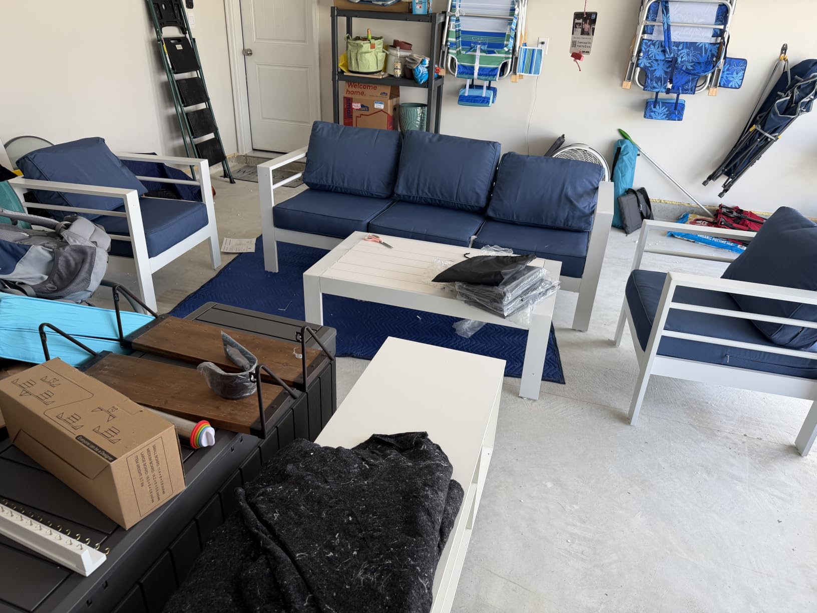 Amopatio Aluminum Patio Furniture Set with 5'' Thick Olefin Cushions, Grey customer photo 2