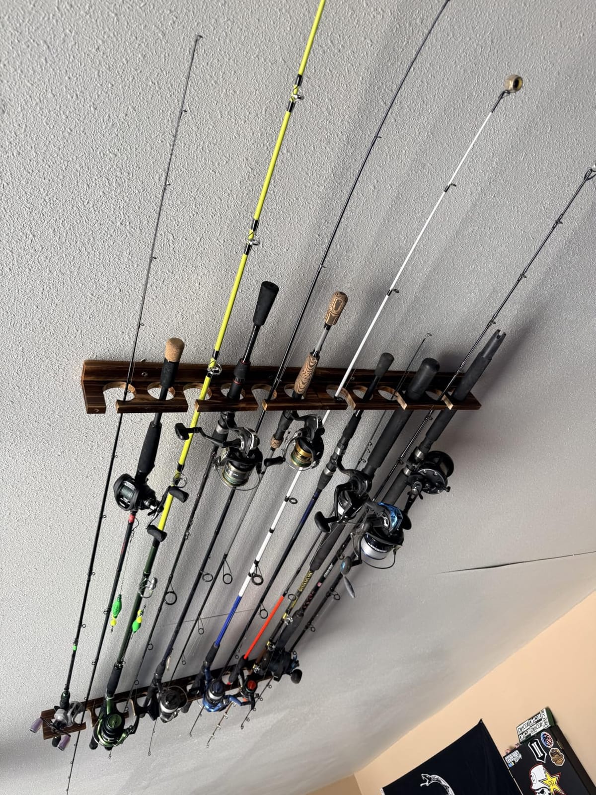 Ghosthorn Fishing Rod Holder,Wall or Ceiling Mounted Pole Rack Garage | Fishing Rod Rack Holds Up to 6 Rods,Fishing Pole Holder with Wall or Ceiling Mount Design for Garage Storage Organizer customer photo 2