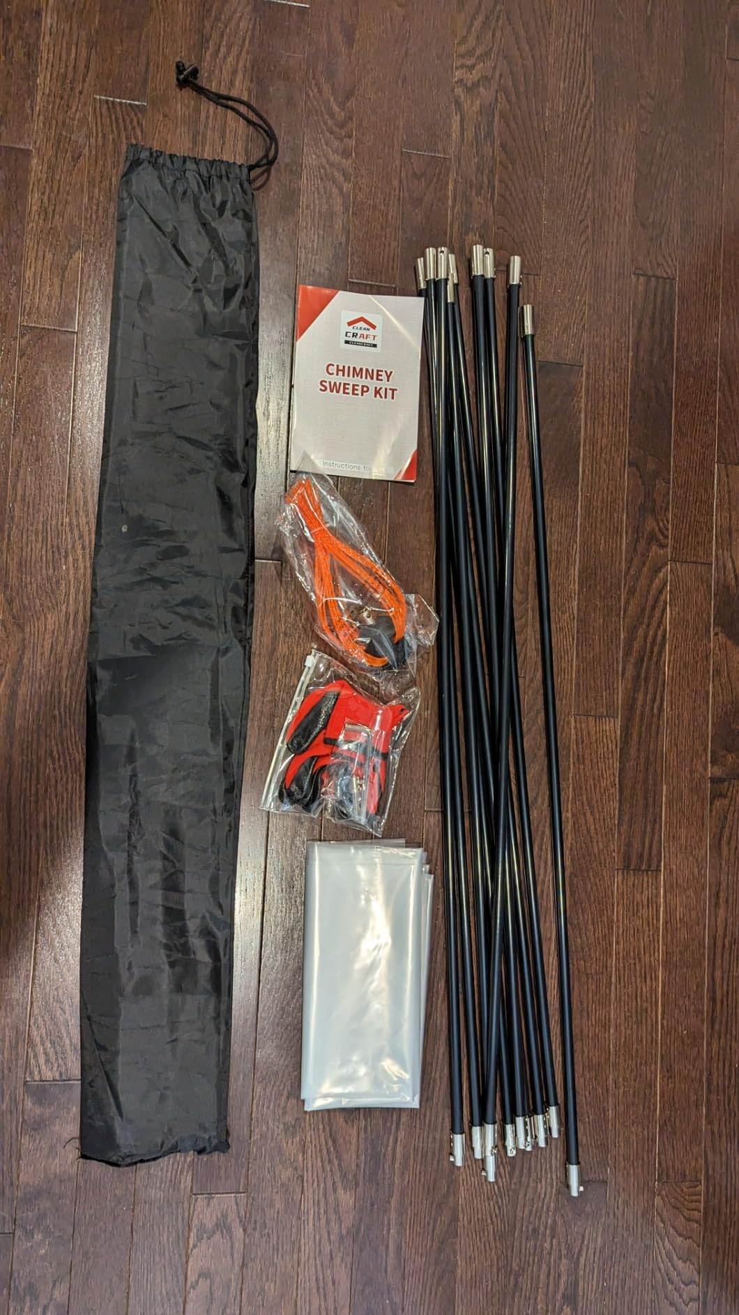 30 Feet Chimney Sweep Kit, Chimney Cleaning Kit with 9 Flexible Black Chimney Rods, Chimney Brush for Sweeping Fireplace, Rotary Chimney Cleaning System Driven by Drill customer photo 1
