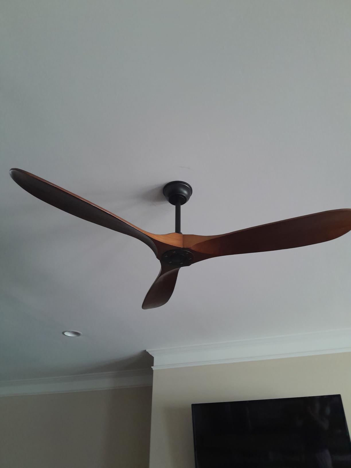 52 Inch Ceiling Fan No Light ，Wood Outdoor Ceiling Fans for Patios Living Room Bedroom 3 Blade Propeller Modern Ceiling Fan Without Light with remote Control(Walnut) customer photo 2