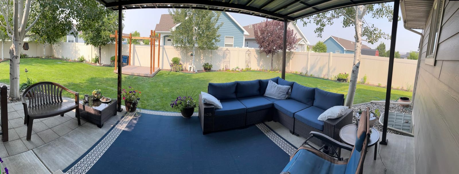 Kullavik 7 Piece Outdoor Wicker Patio Furniture Set with Fire Pit Table customer photo 2