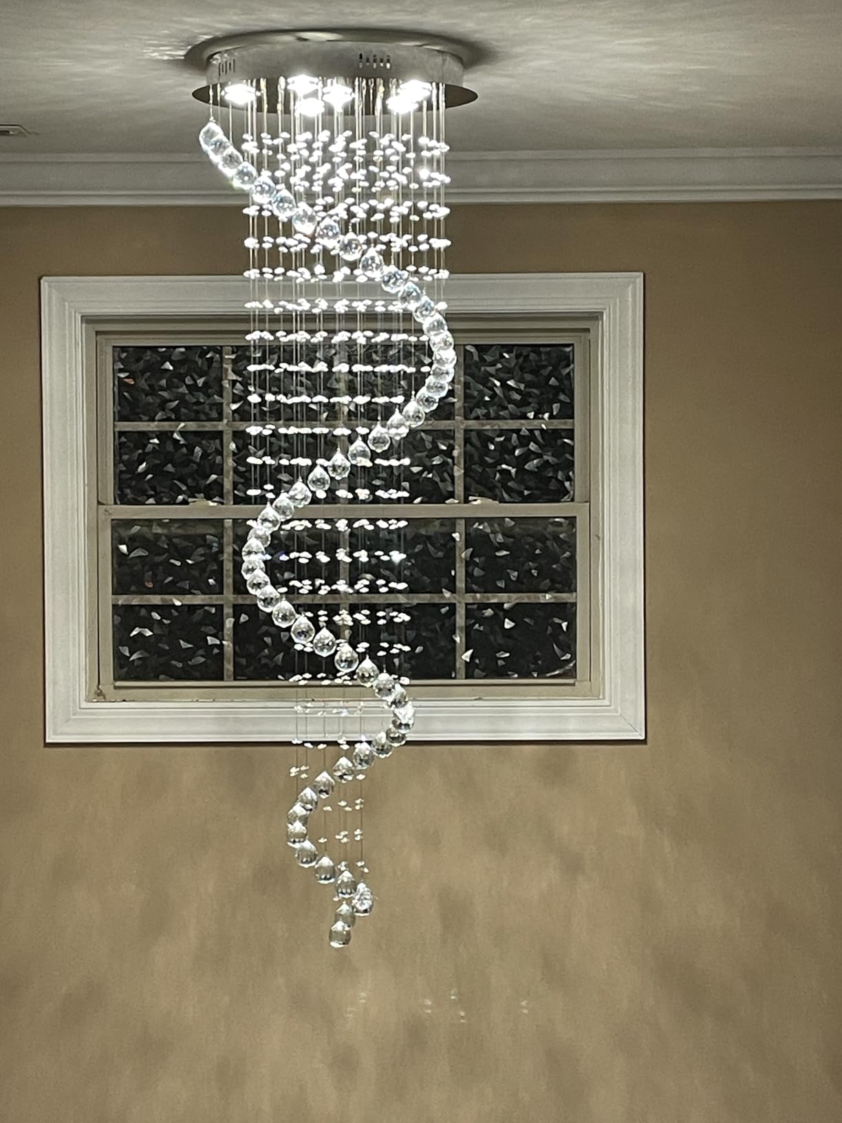 Elegance Spiral Chandelier for Dining Area, Modern Swirl Raindrop Chandelier Light Fixture for Foyer Hallway Crystal Chandeliers for High Ceilings, Modern Hanging Light D15 x H31 of CRYSTOP customer photo 1