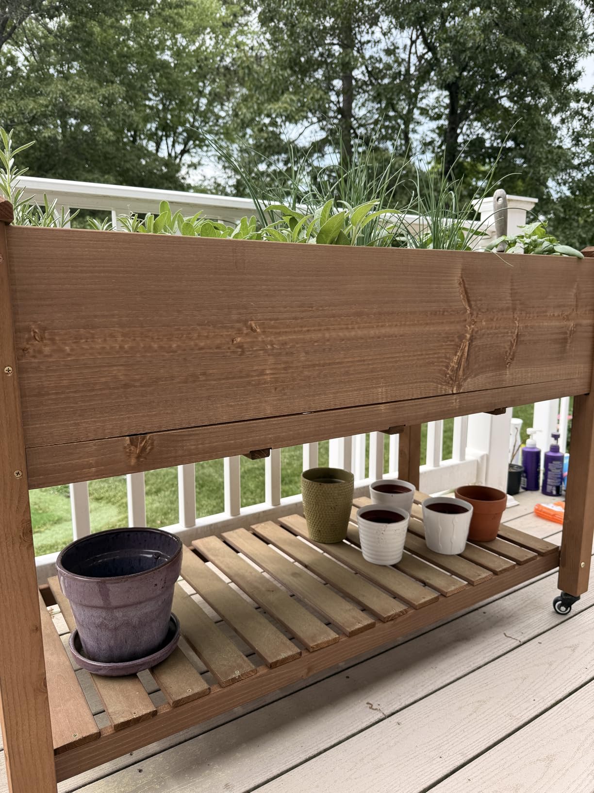ketive Raised Garden Bed with Lockable Wheels Mobile Elevated Wood Planter,Storage Shelf, Protective Liner,55.5x24x32in (Brown) customer photo 2