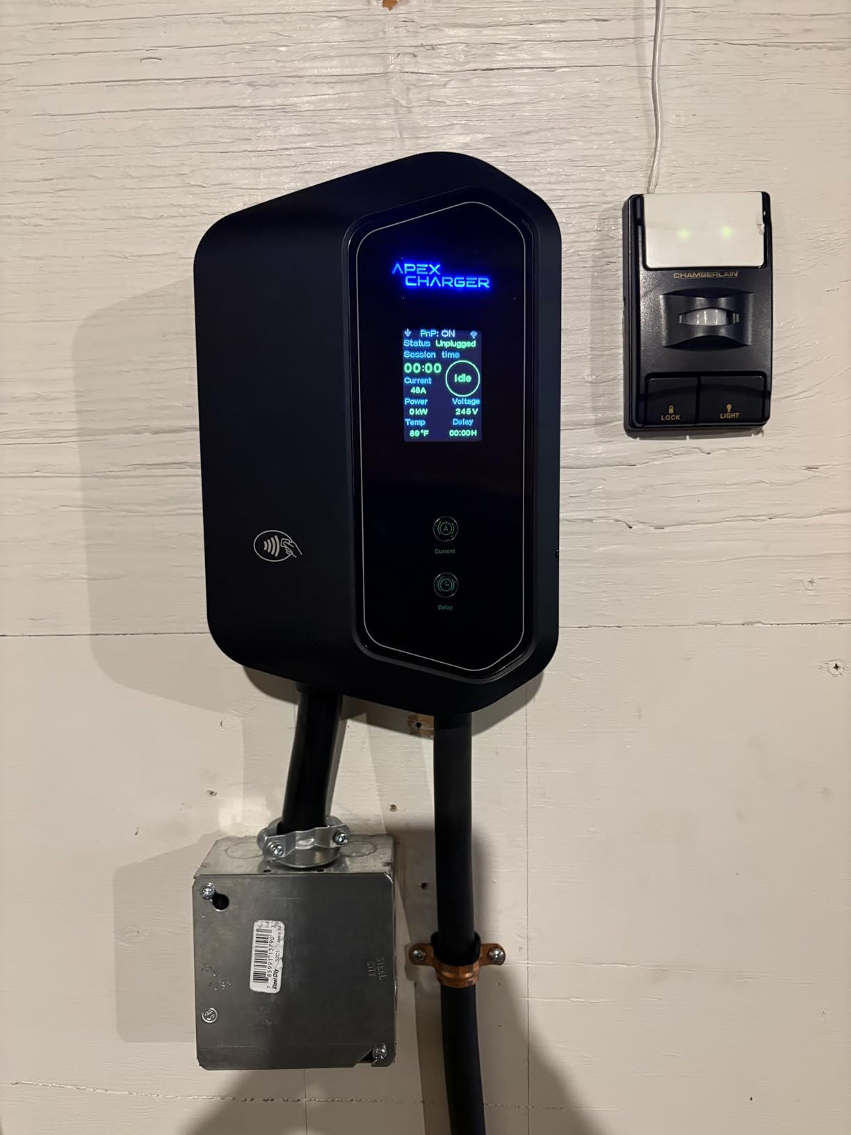 MACH 1: Fast 48 Amp Level 2 EV Charger, Wall-Mount Electric Vehicle Charging Station, 200-240V Hardwire or NEMA 14-50. J1772 car Connector & Tesla NACS, Indoor/Outdoor, 30ft Cable evse Adapter customer photo 1