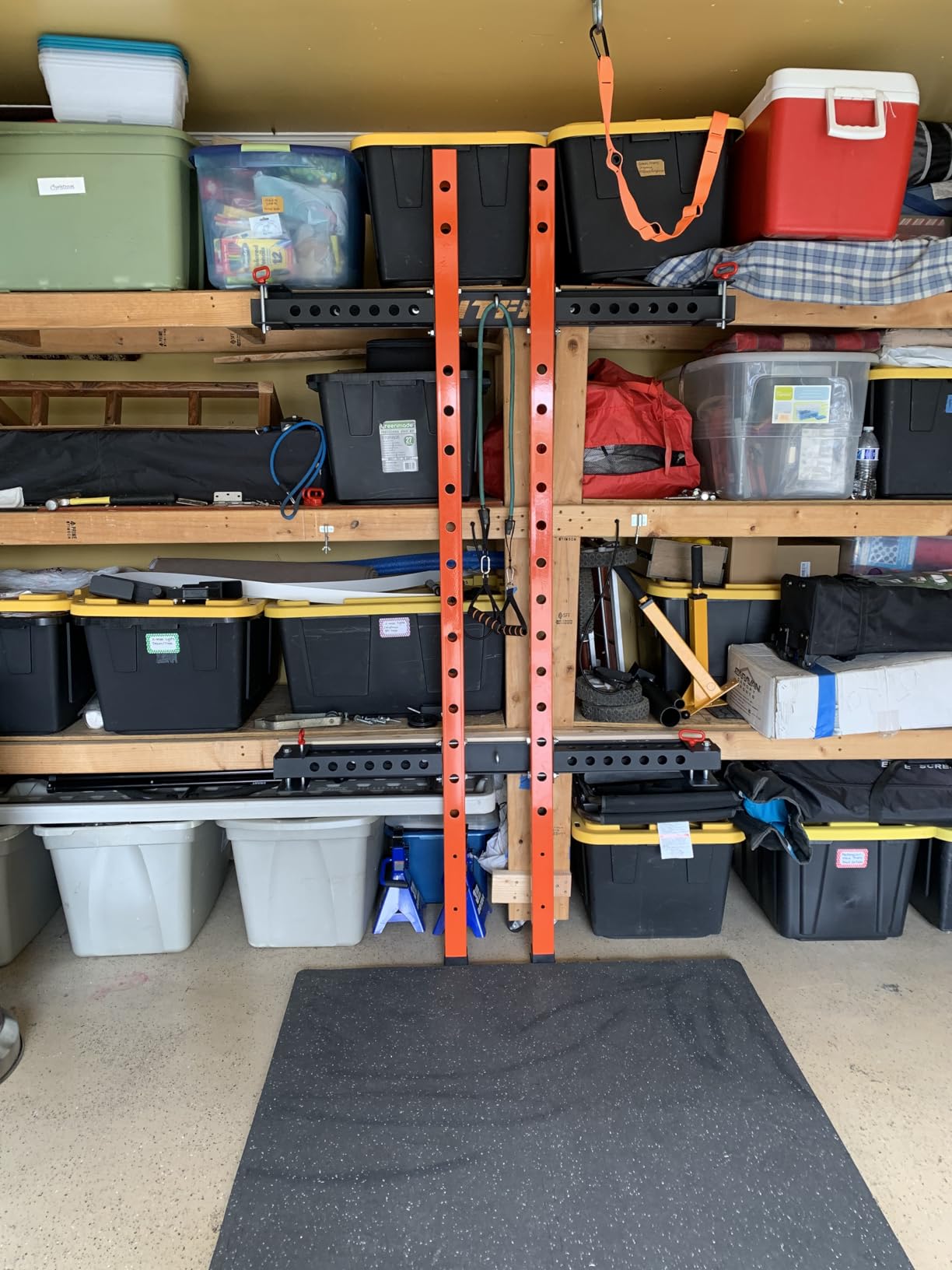 RitFit 2.36'' x 2.36'' Folding Squat Rack for Home Gym, Wall Mounted Squat Rack with Attachments - Space Saving Squat Power Rack customer photo 1