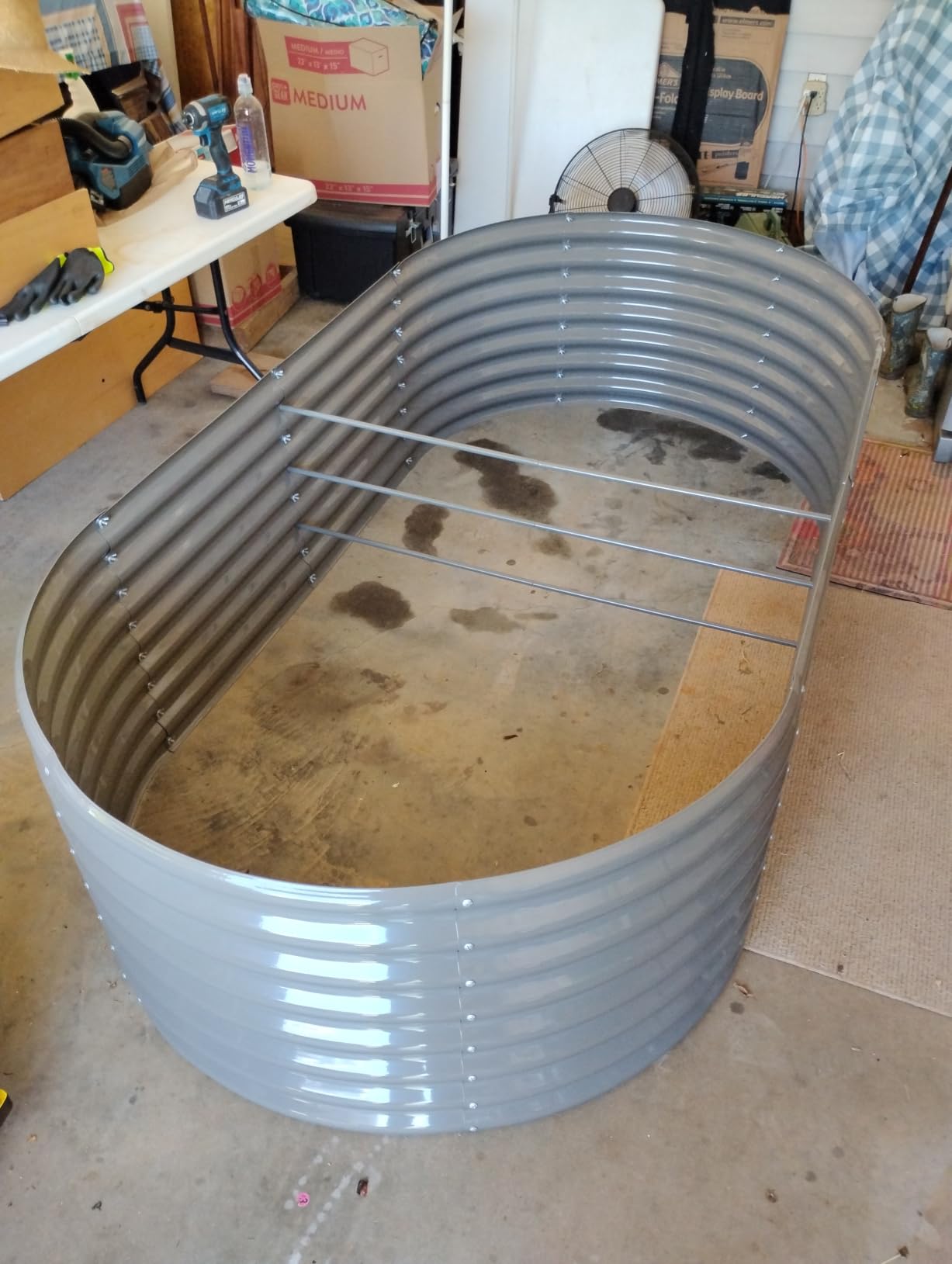 Anleolife 8x4x2ft Oval Deep Root Galvanized Raised Garden Bed, Quartz Grey customer photo 2