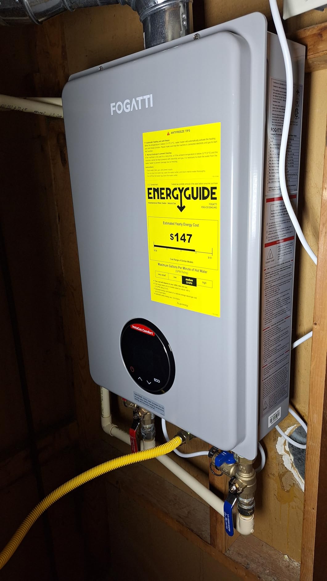 FOGATTI Tankless Water Heater Natural Gas Indoor On Demand CSA Certified customer photo 2