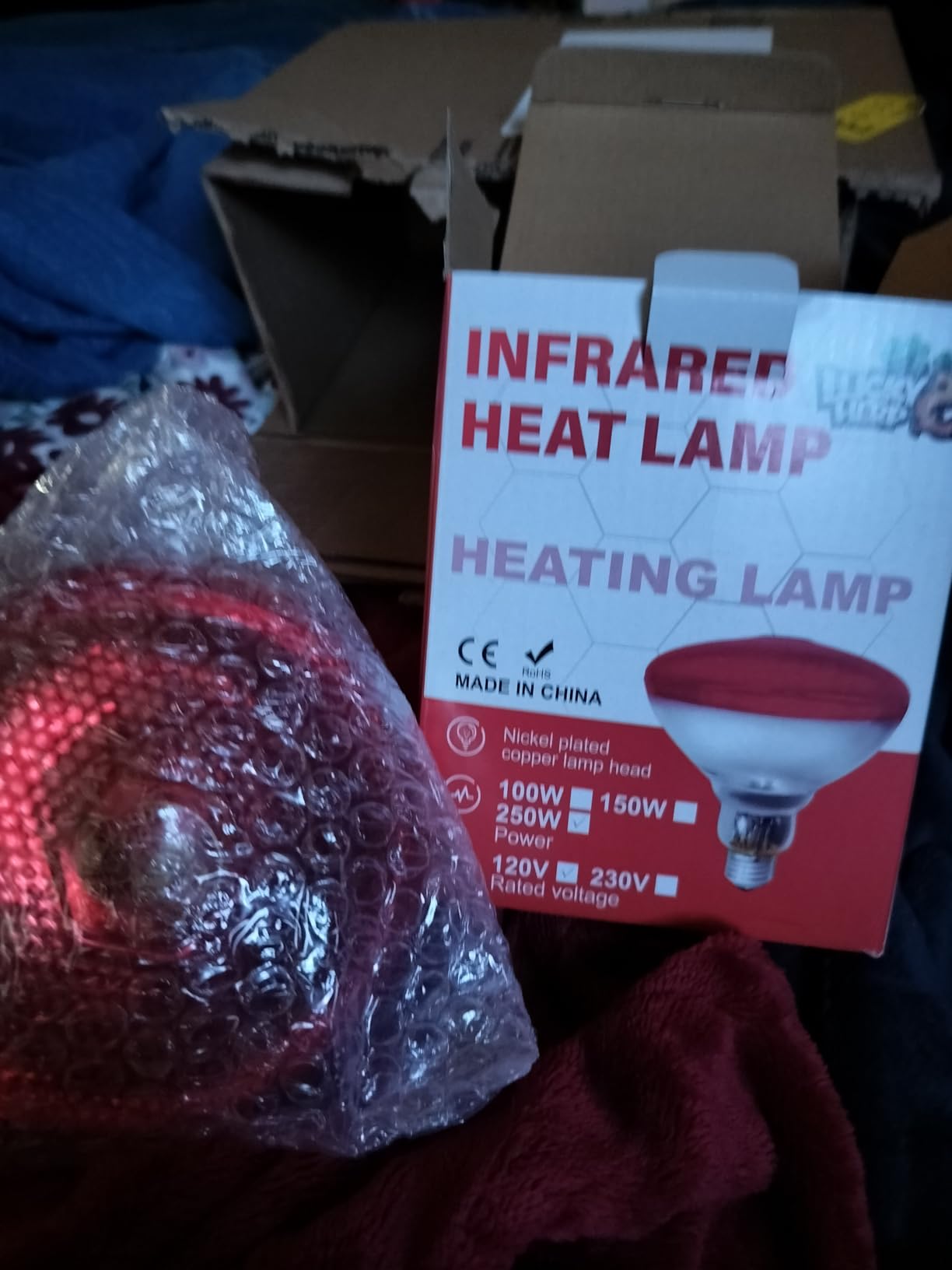 LUCKY HERP Infrared Heat Lamp for Chickens - 250 Watts Red Heat Lamp Bulb 1 Pack, Heat Light Bulb for Brooder Coop, Food Service, Chicks, Pet, Reptile customer photo 2