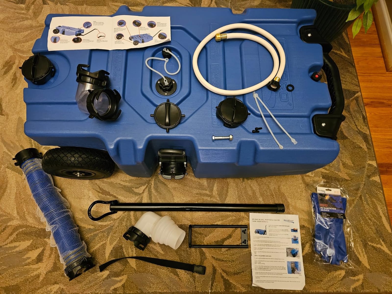 RecPro RV Portable Waste Tank | 36 Gallon | Blue | No-Flat Tires customer photo 1