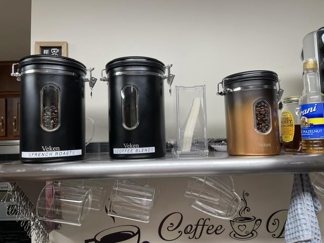 Veken Coffee Canister with Window,Airtight Stainless Steel Container,16OZ customer photo 1