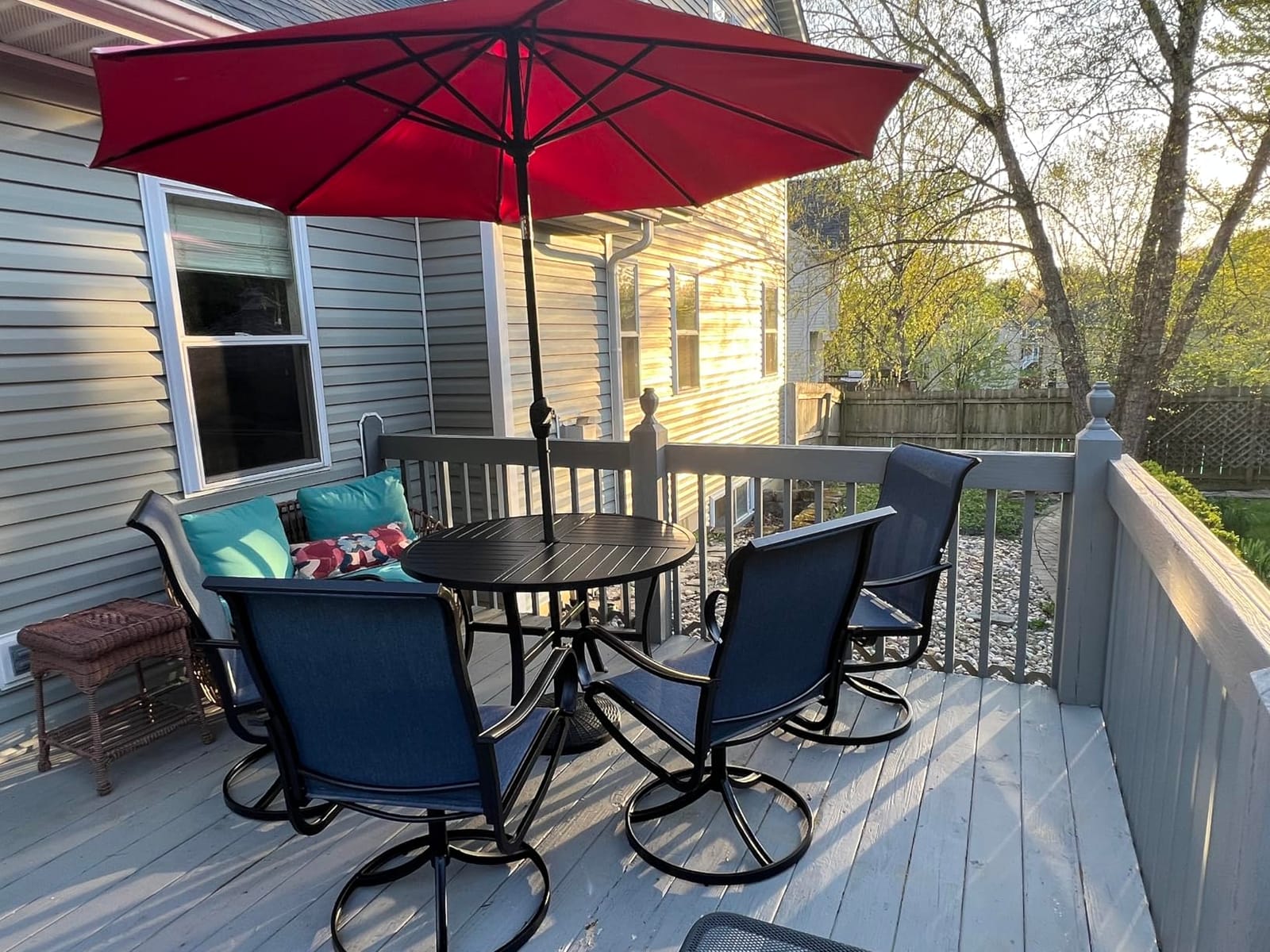 Sophia & William Patio Dining Set for 6 w/Swivel Textilene Chairs, Blue customer photo 2