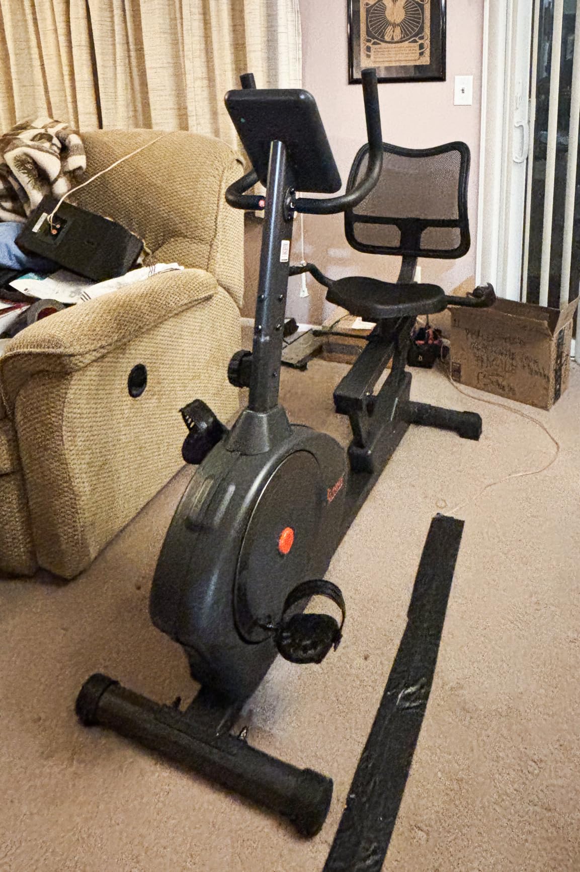 Sunny Health & Fitness Smart Recumbent Bike, Wide Cushioned Seat & Back, Indoor Cycling Machine for Adult/Seniors Home Exercise, Free SunnyFit App Connection customer photo 1