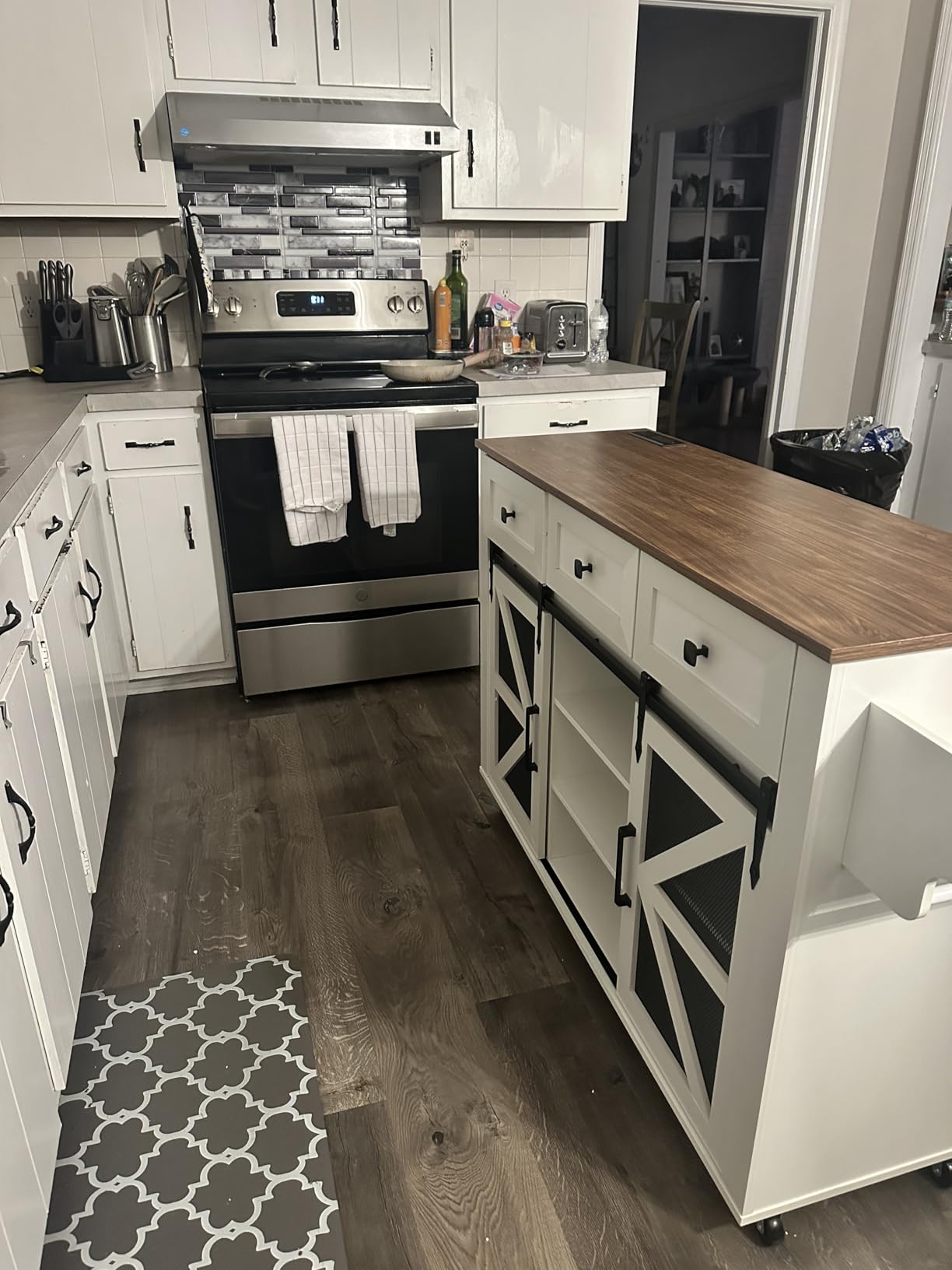 RALGEND Kitchen Island with Storage, 55