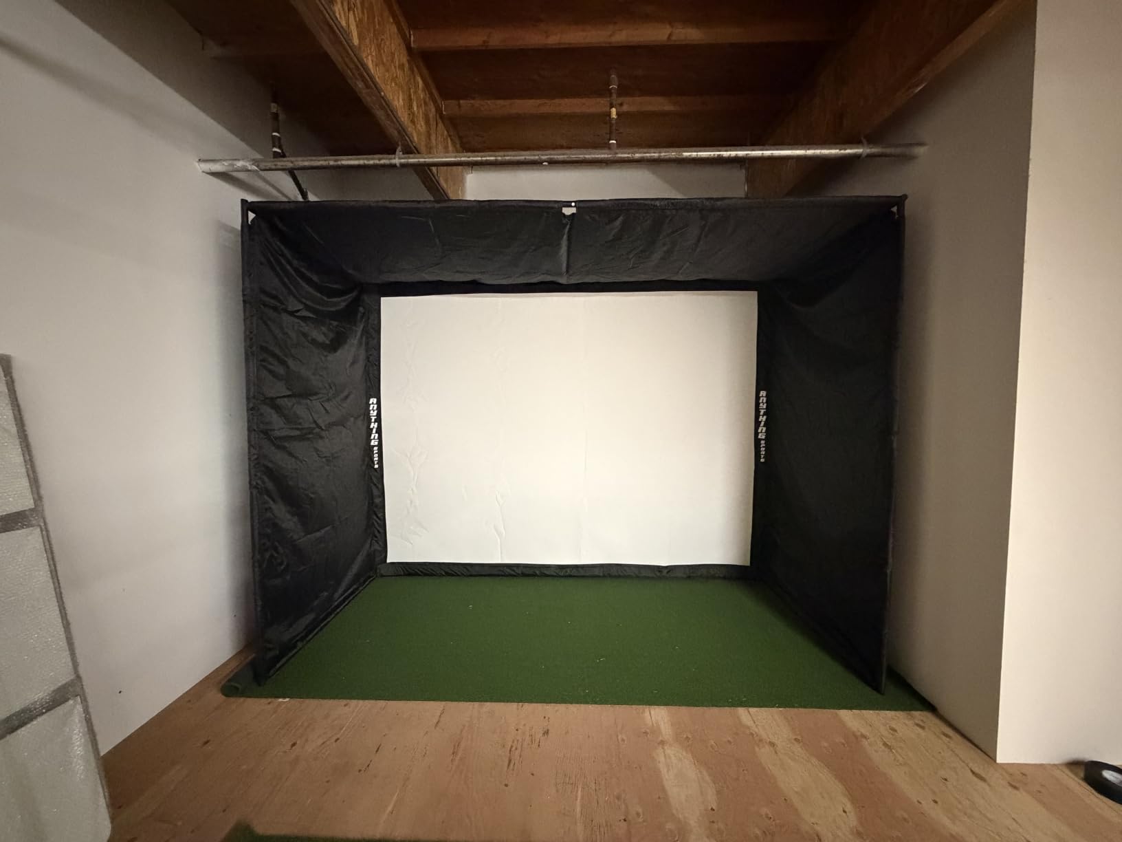Complete Golf Simulator Enclosure Package – 4K-Ready Impact Screen with Blackout Cage, Projector Mount, Frame Poles, Side Shank Nets | Indoor & Garage Practice | Easy Setup | 12-Month Warranty customer photo 1