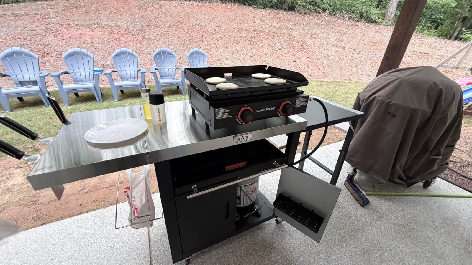 Feasto Outdoor Kitchen Island with Cabinet, 74” x 26” Rolling Grill Table customer photo 2