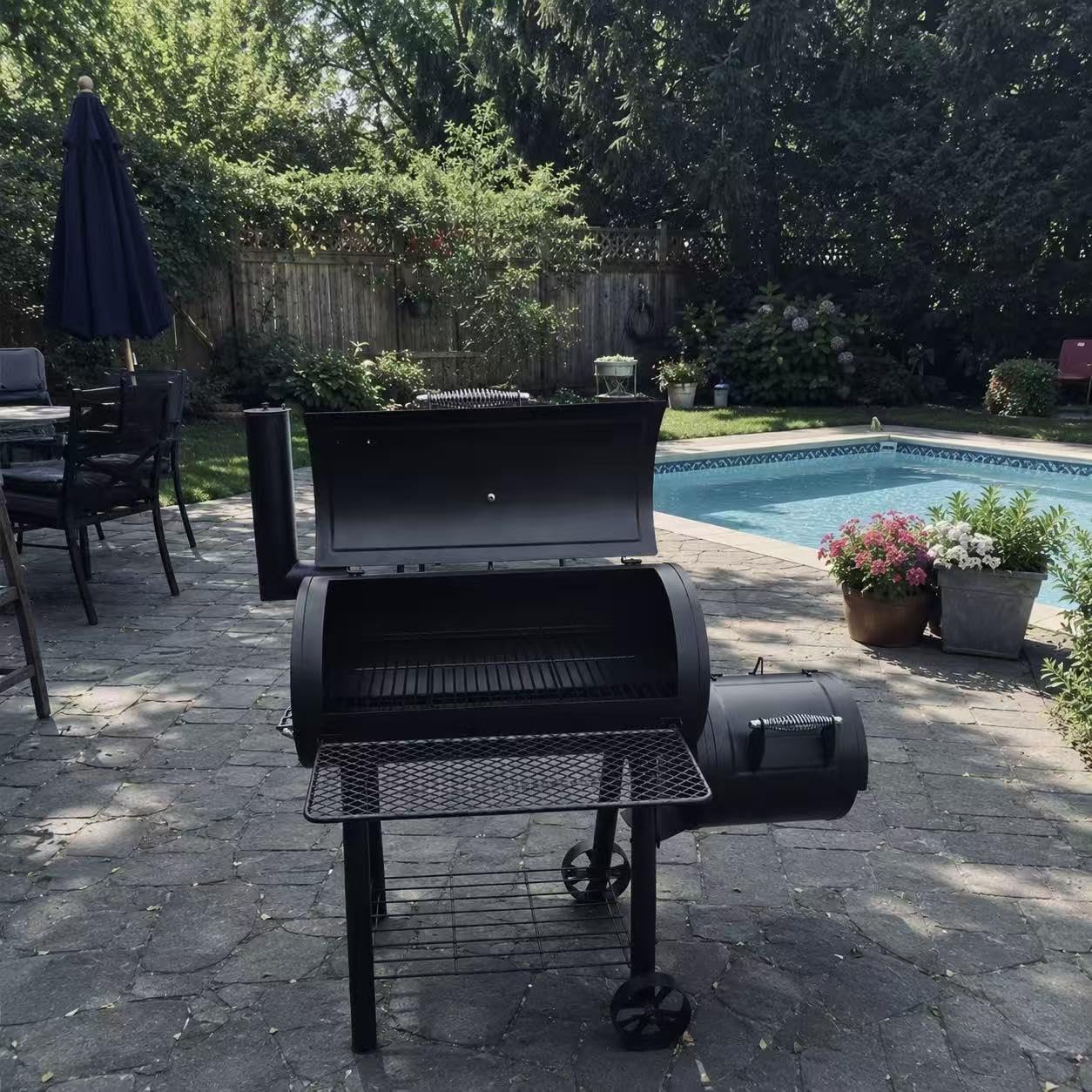 Captiva Designs Vertical Charcoal Smoker Grill Extra Large Barbecue Grill | 961 SQ.IN Outdoor Barrel BBQ Meat Smoker with 5 Removable Smoking Grates & Built-in Hooks for Outdoor Backyard Cooking customer photo 1