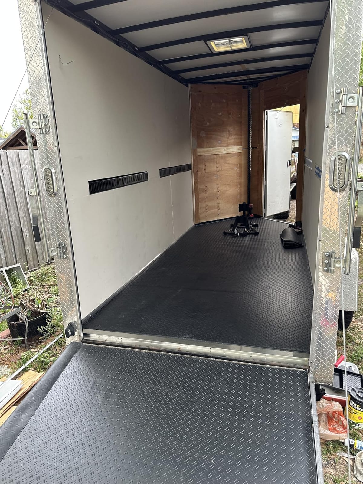 TUFFIOM 7.5x17 FT Garage Floor Mat, Coin Plate Sheet PVC Roll for Under Car Parking Protect, RV Trailer Flooring, Water/Stain Resistant Floor Runner customer photo 1