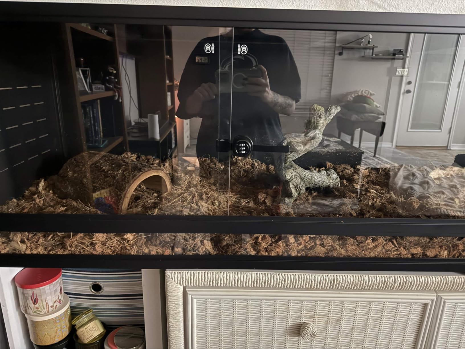 8FT PVC Reptile Enclosure 8x2x2FT, 240 Gallon Modular Expandable Terrarium with Tempered Glass Front Opening Sliding Doors, Lockable Habitat for Bearded Dragon Gecko Lizard Snake, Black customer photo 1