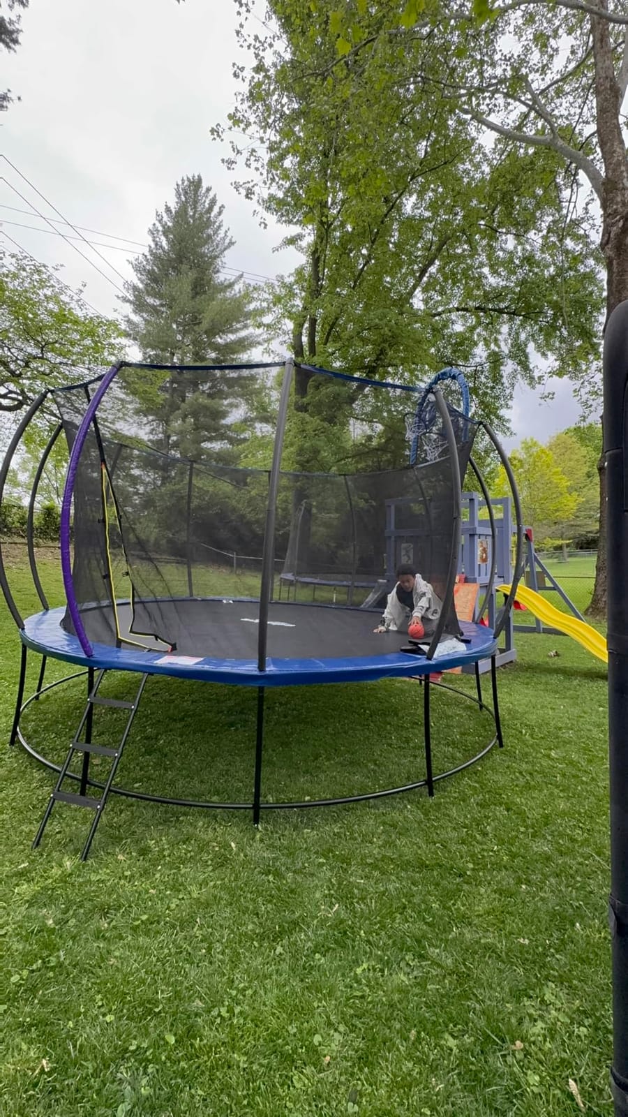 Zupapa 1800LBS Capacity Double Frame Trampoline 16 15 14 12FT No-Gap Safety Design Curved Poles & Basketball Hoop 10-Year Quality Assurance Perfect for Kids & Family Outdoor Fun customer photo 1