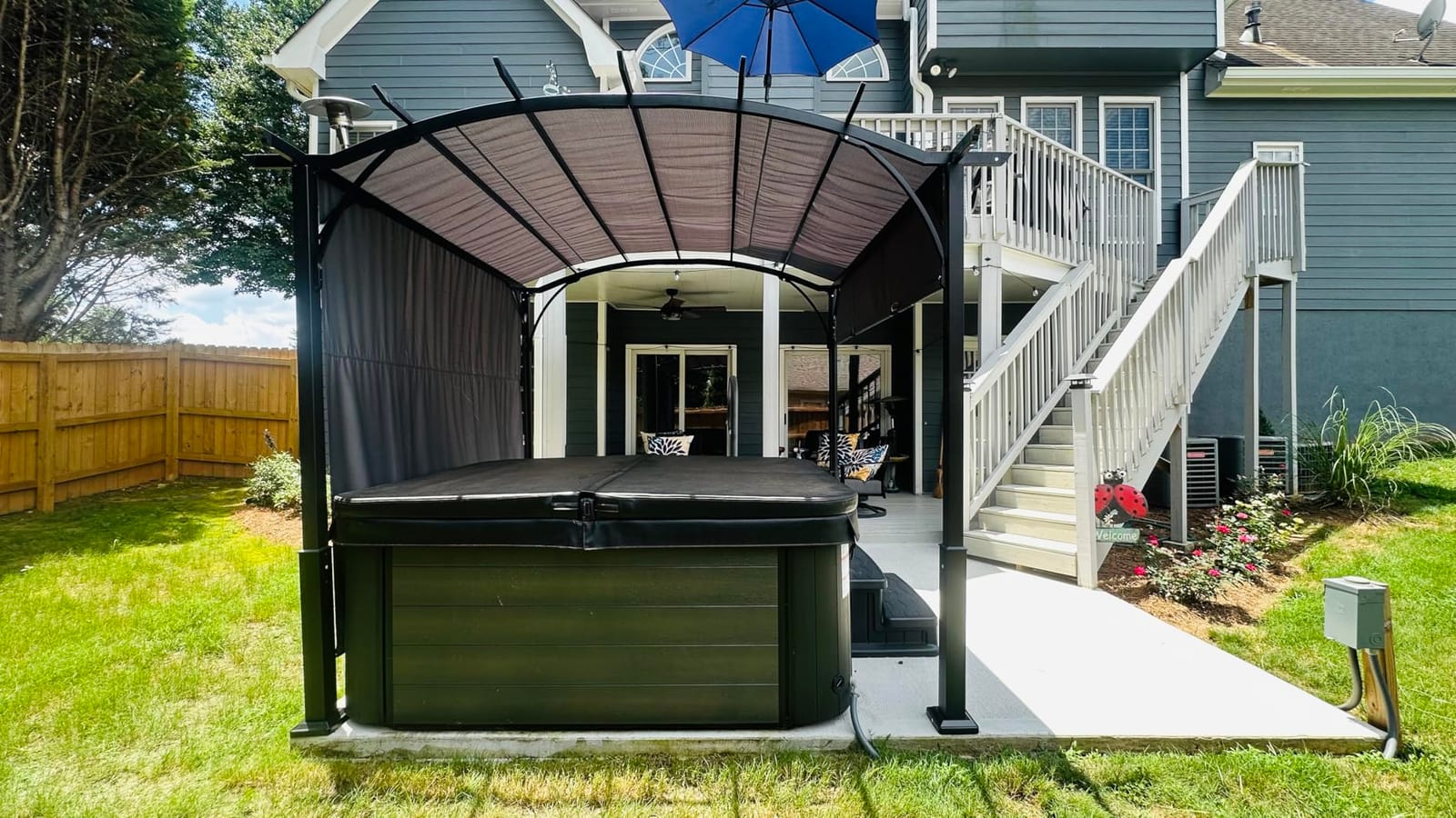 MASTERCANOPY 10x10 ft Heavy Duty Pergola with Sun Shade Canopy, Dark Grey customer photo 2