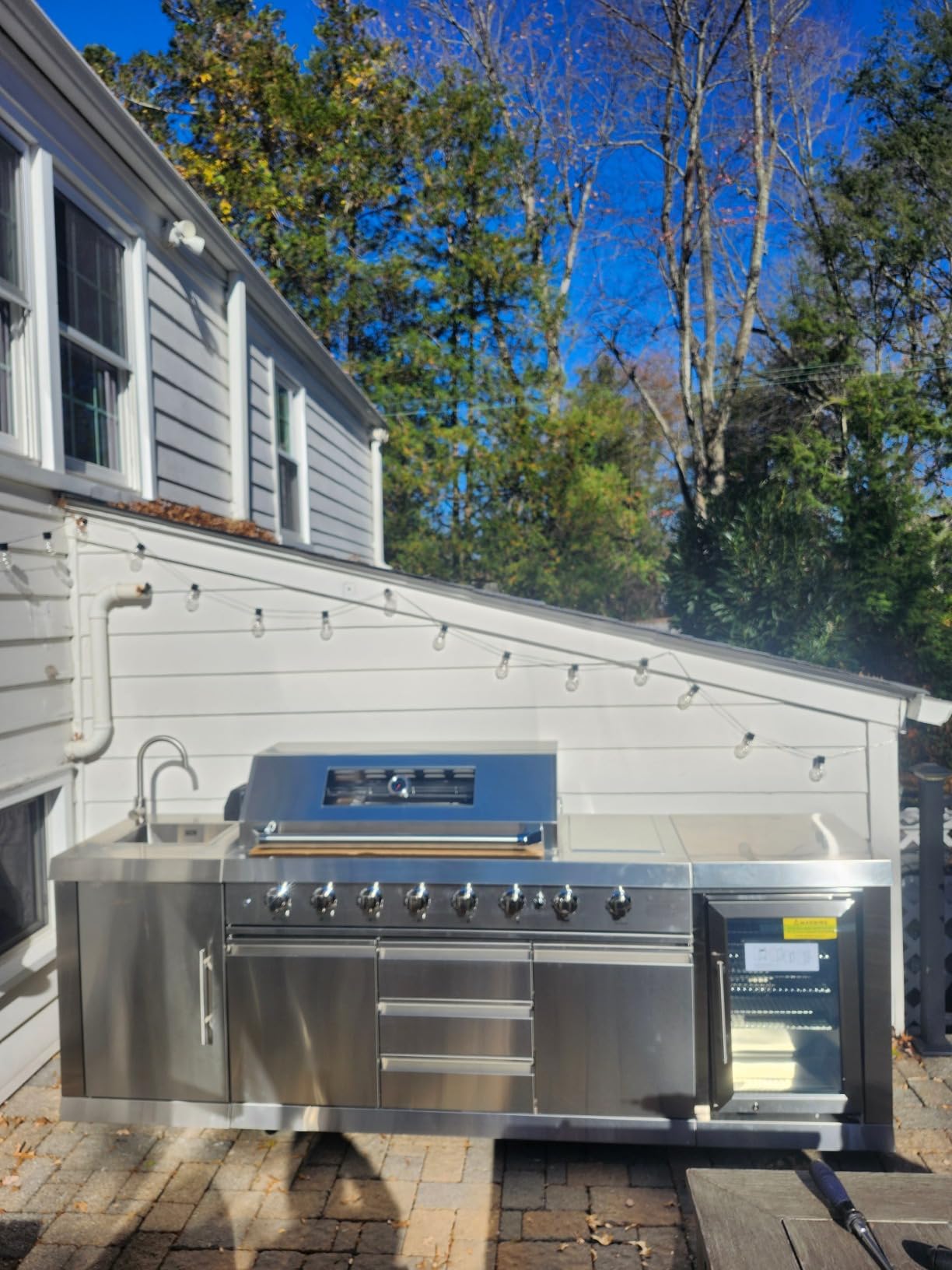 KoolMore Reserve Outdoor Kitchen Island with 6 Burner Grill and a Side Burner, Sink, Storage Cabinet and Beverage Refrigerator, CSA Listed in Stainless-Steel customer photo 1