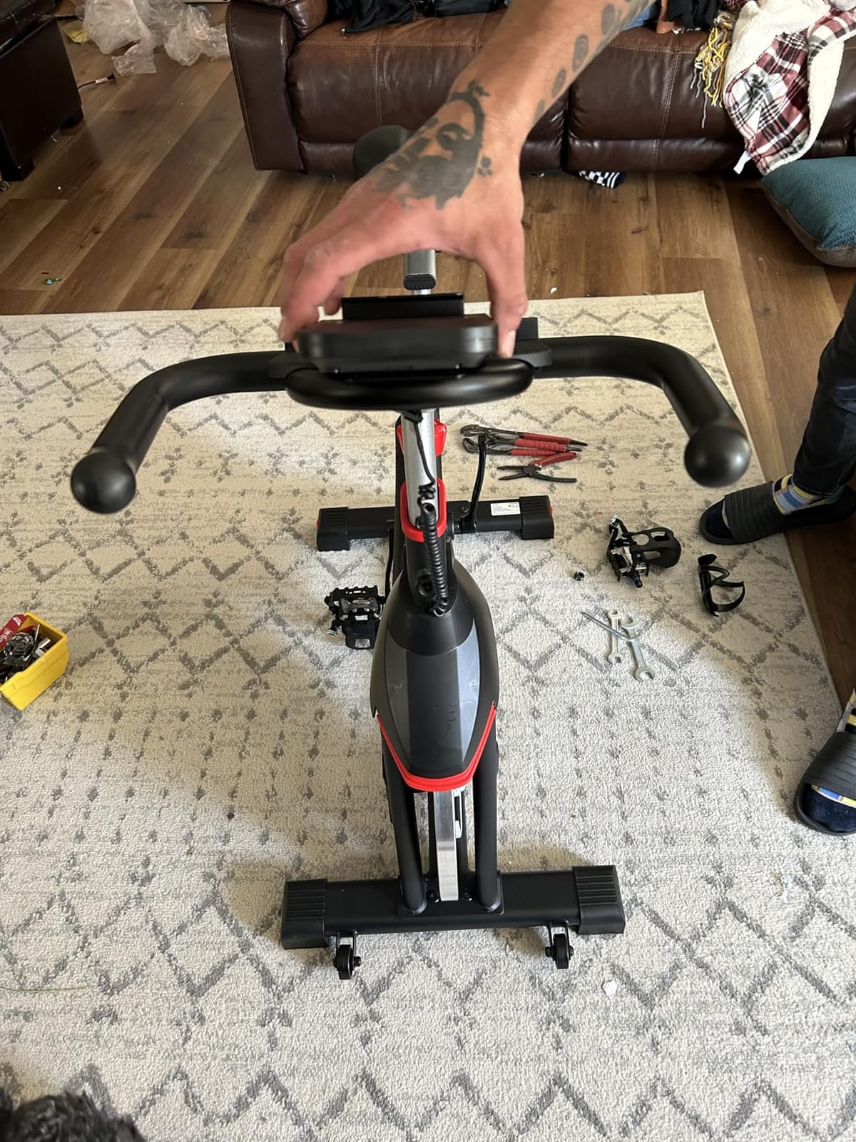 MERACH Magnetic Exercise Bike, Heavy Duty Stationary Bike for Home Gym customer photo 1