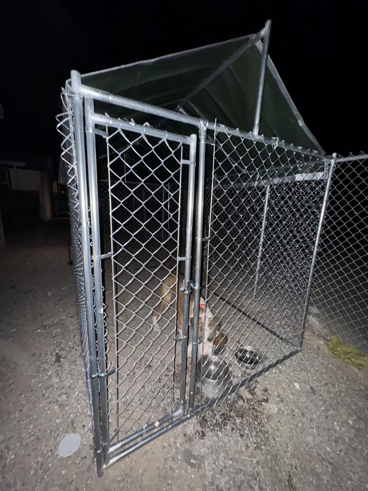 10'x10'x6.56' Large Outdoor Dog Kennel with Roof, Heavy Duty Outside Dog Run Enclosure Dog Pen House Pet Playpen with Galvanized Chain Link, Lockable Door, Waterproof Cover, for Small and Large Dogs customer photo 2