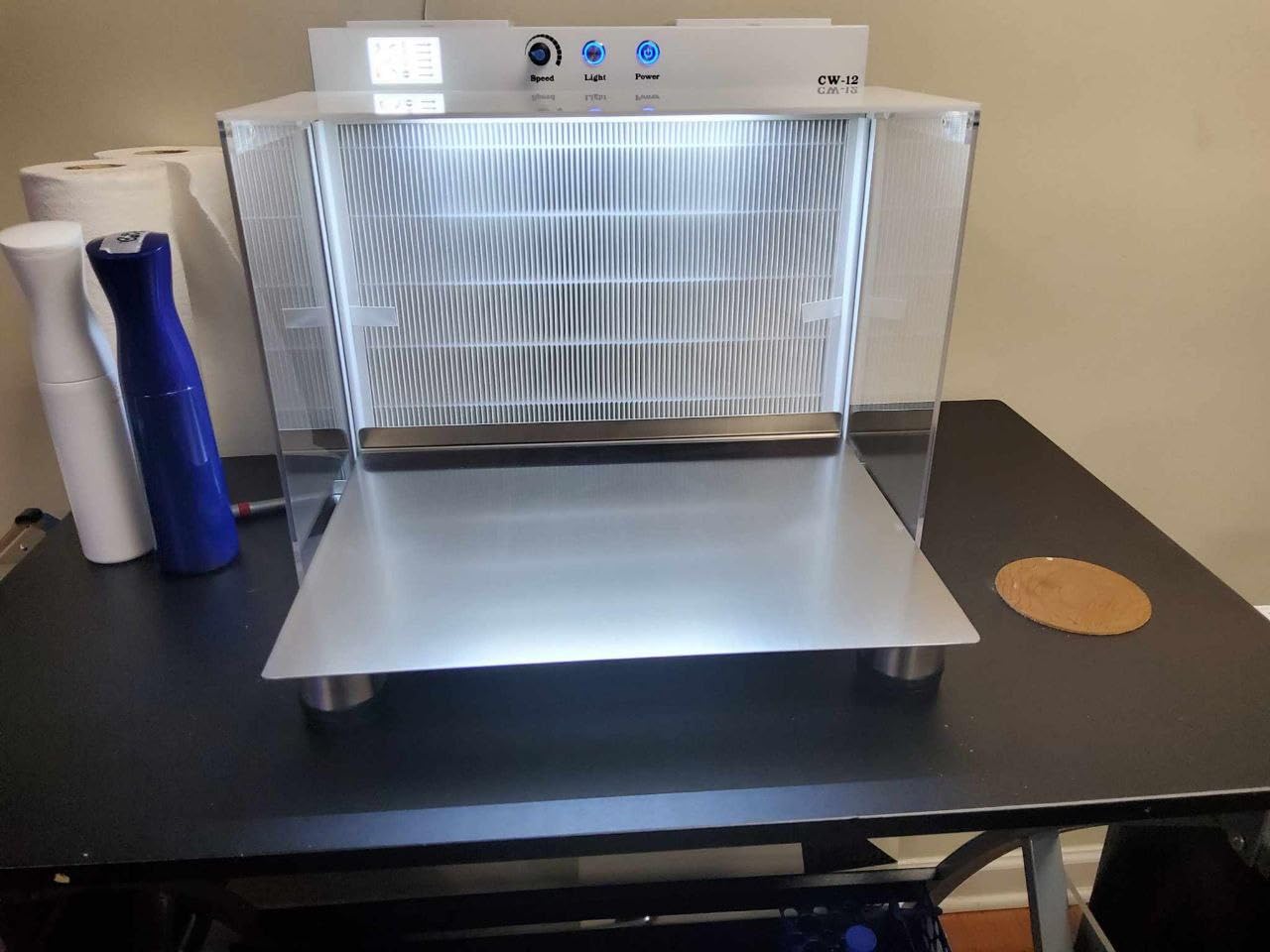 Upgraded Laminar Flow Hood with H13 Filter Calm Wind 17“x13” FFU Fan Filter Unit for Laboratory, Clean Room, Mushroom Inoculation Room Mycology Supplies Dual Fan Air Filtration System customer photo 1