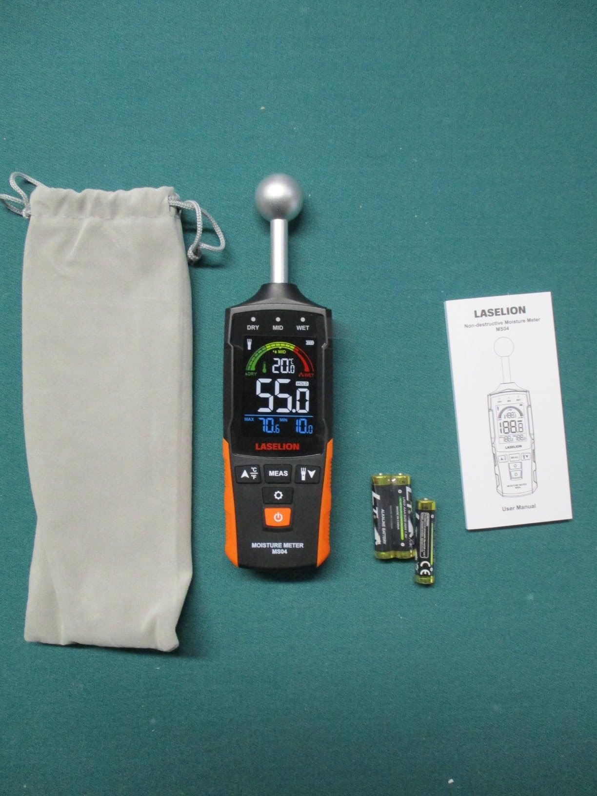 LASELION MS04 Pinless Moisture Meter with Ball Probe for Non-Destructive Area Scans Ideal for Wood Walls and Construction Materials Customizable Humidity Alarms Built-in Flashlight customer photo 1